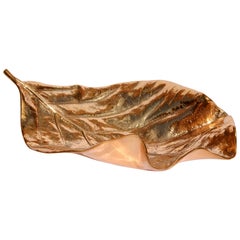Large Handcast Bronze Leaf Decorative Object, Bowl, Vide-poche