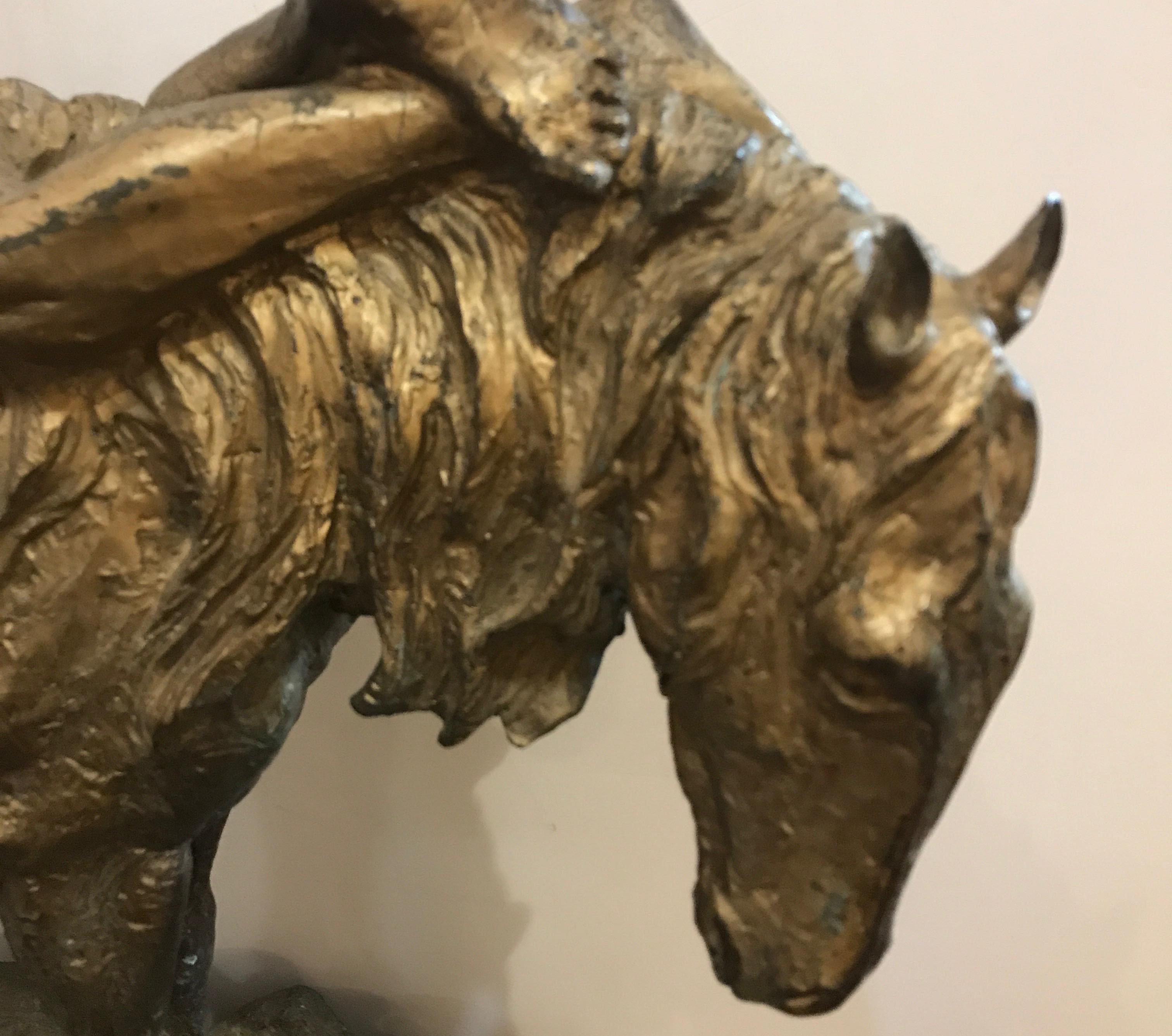 Large Cast Bronze Sculpture with Horse and Nude In Good Condition In Lambertville, NJ