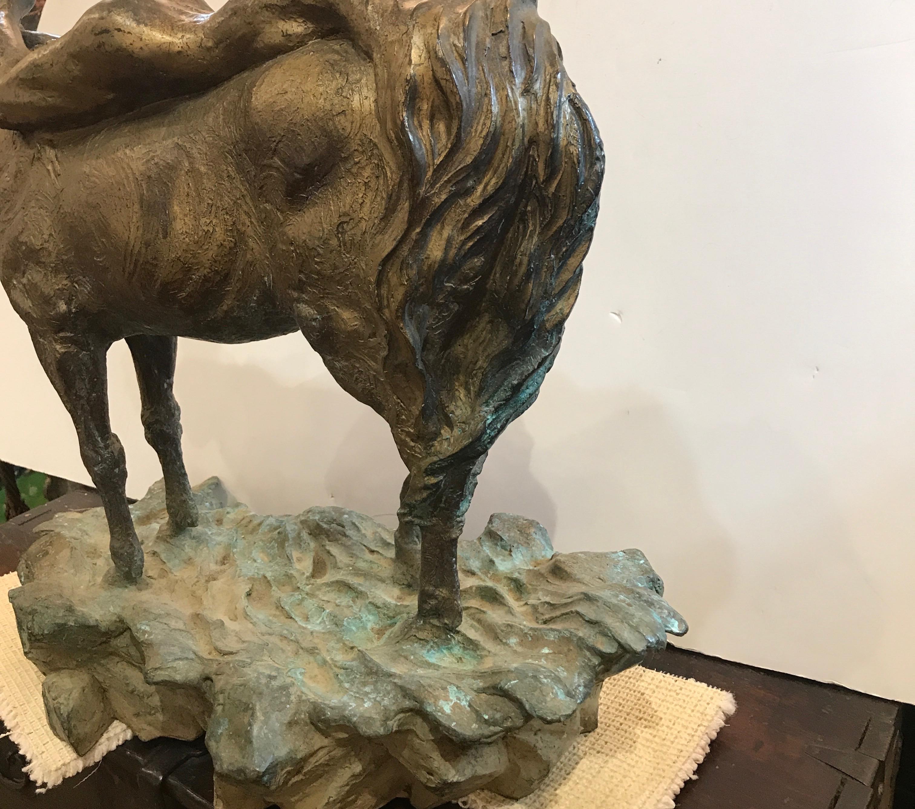 20th Century Large Cast Bronze Sculpture with Horse and Nude