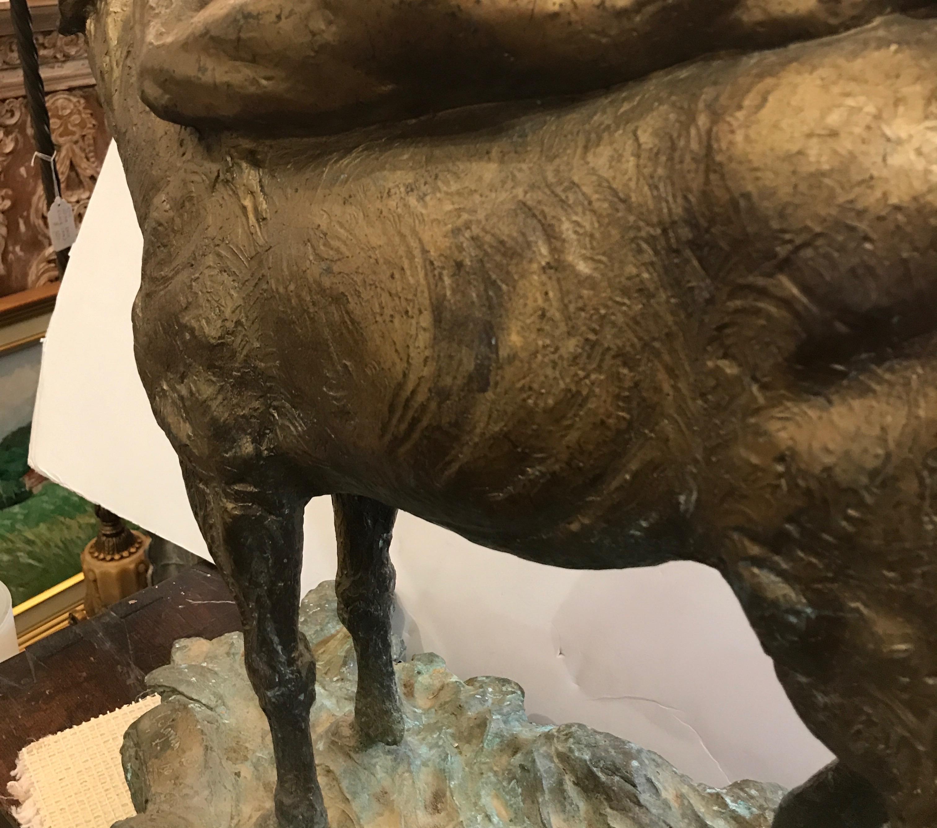Large Cast Bronze Sculpture with Horse and Nude 1