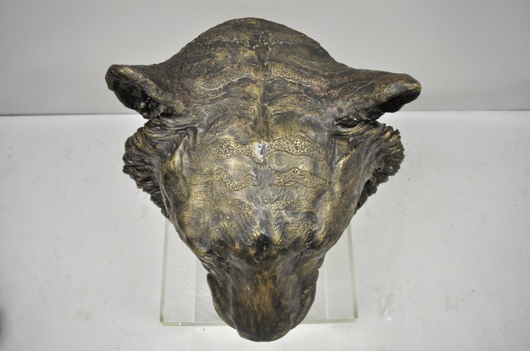 Large Cast Bronze Tiger Head Wall Sculpture Statue Wildlife Taxidermy