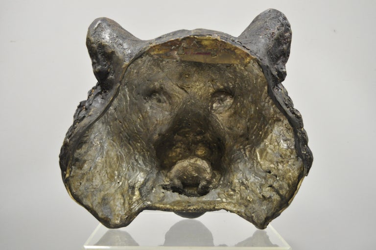 Large Cast Bronze Tiger Head Wall Sculpture Statue Wildlife Taxidermy