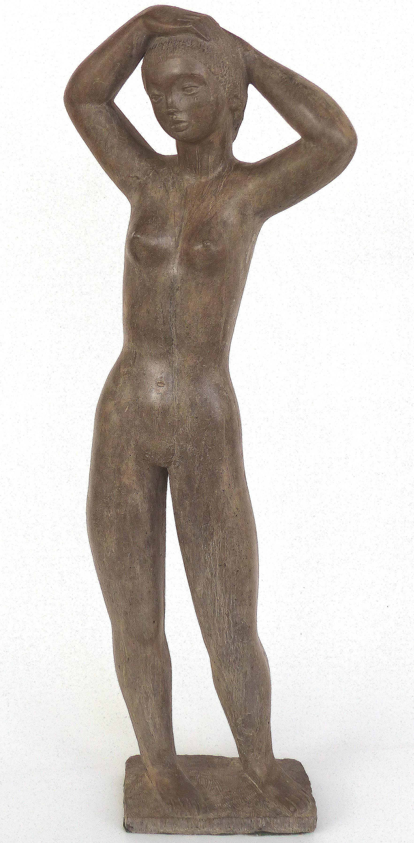 Offered for sale is a large and important cast composition sculpture of a standing nude by American artist Chuck Dodson, circa 1975.
Dodson was an architect turned sculptor that was a resident artist at the Grove House in Coconut Grove, FL. His