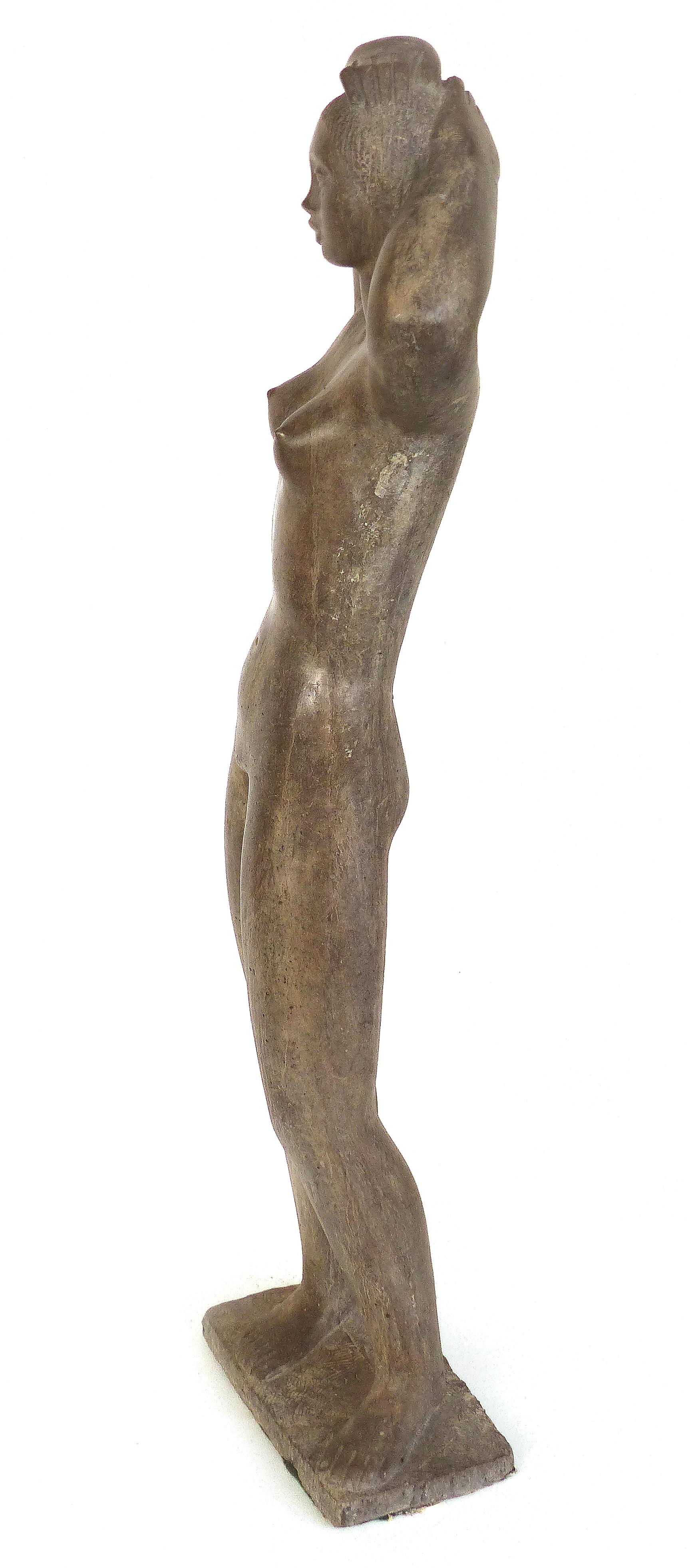 Mid-Century Modern Large Cast Composition Sculpture of Standing Nude, Chuck Dodson, American, 1970s