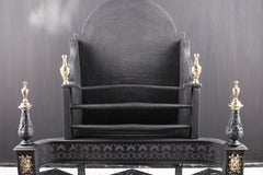 Large Cast Iron and Brass Fire Basket in the Georgian Manner, English circa 1830