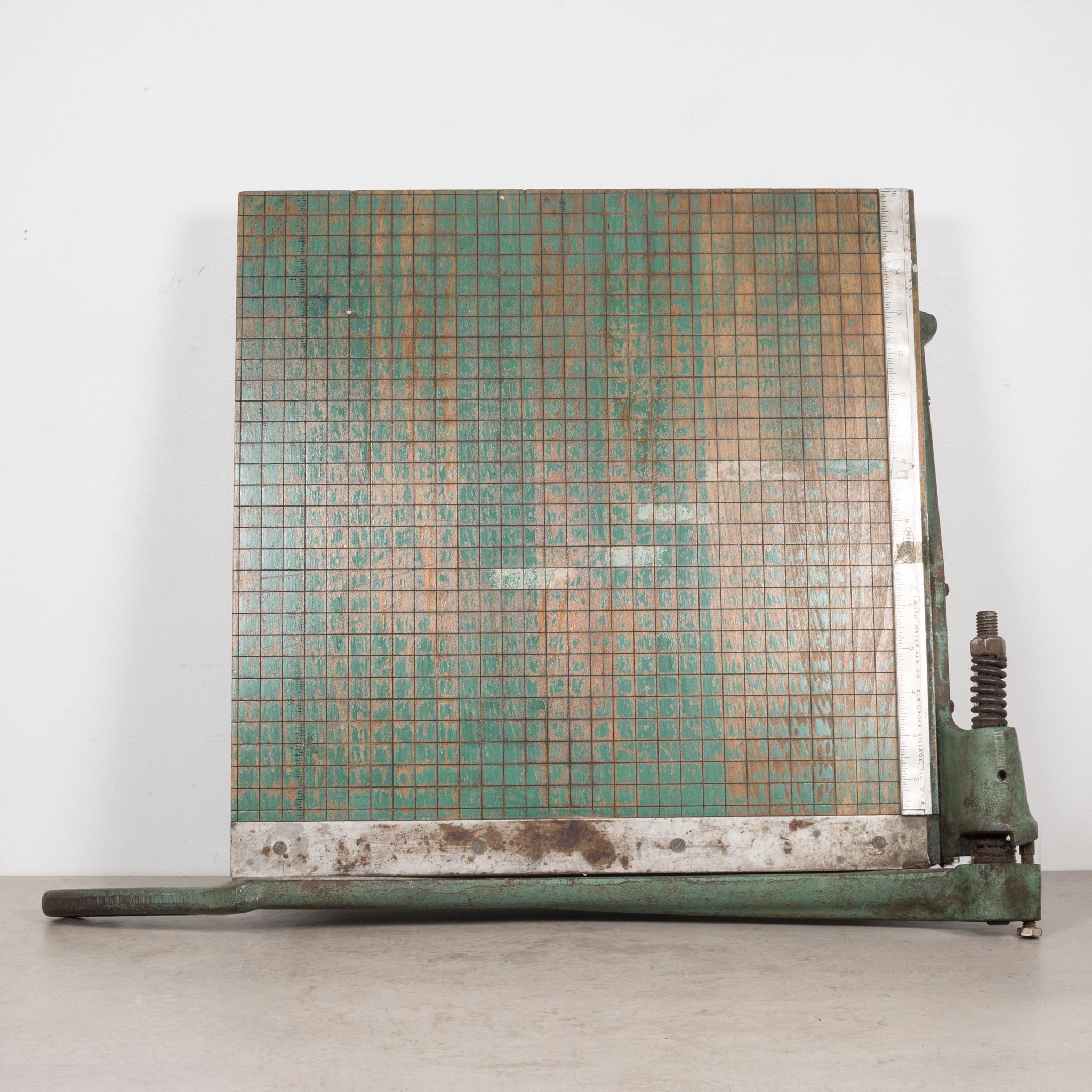 About

A large wood and cast iron guillotine paper cutter with metal ruler on the side. The arm works properly and cuts paper cleanly.

Creator unknown.
Date of manufacture circa 1940-1950.
Materials and techniques cast iron, wood.
Condition