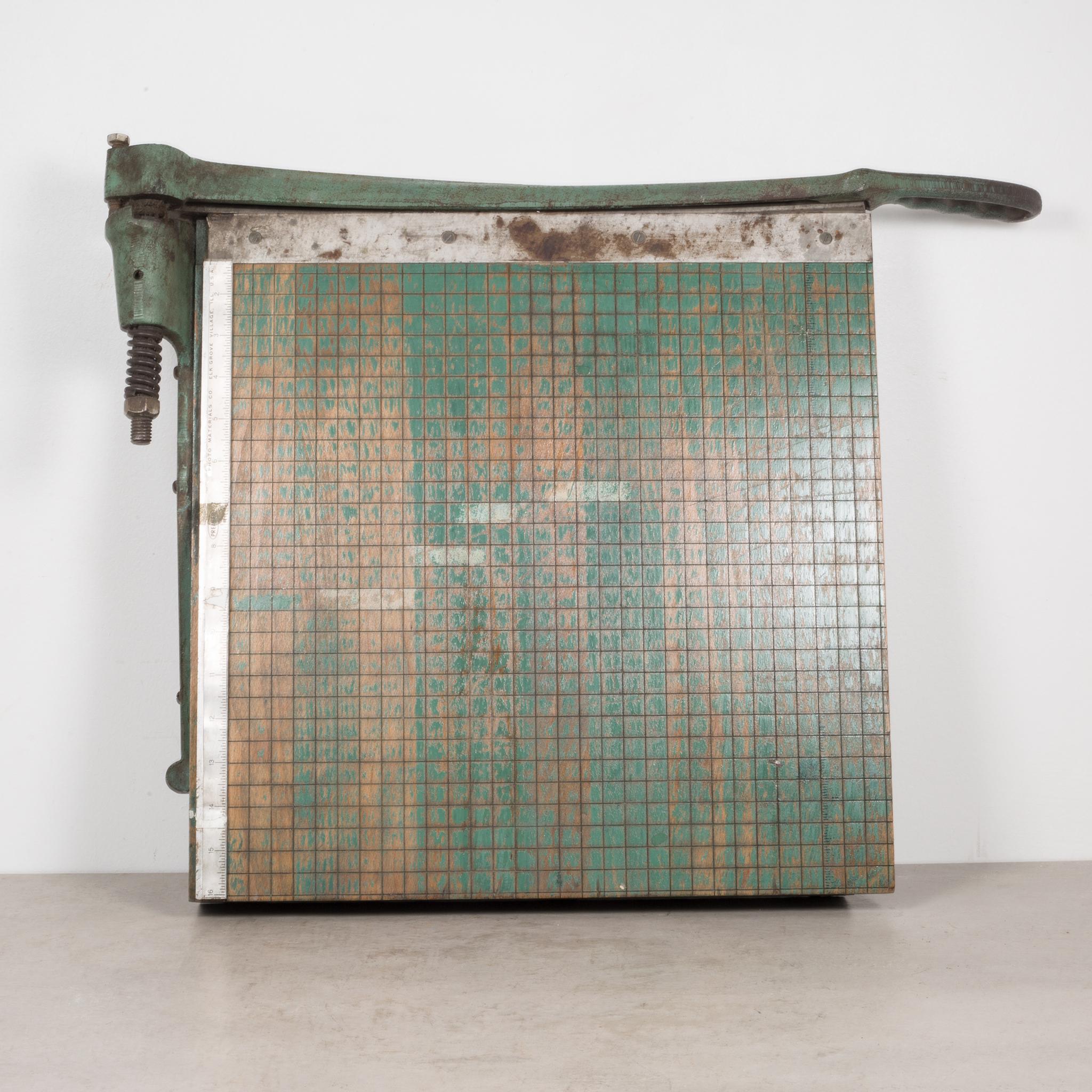 Industrial Large Cast Iron and Wood Guillotine Paper Cutter, circa 1940