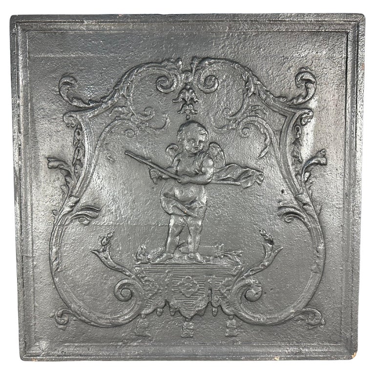 Large Cast Iron Antique Fireback For Sale at 1stDibs