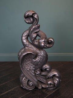 Large Early 19th Century Black Cast-Iron Baronial Andirons