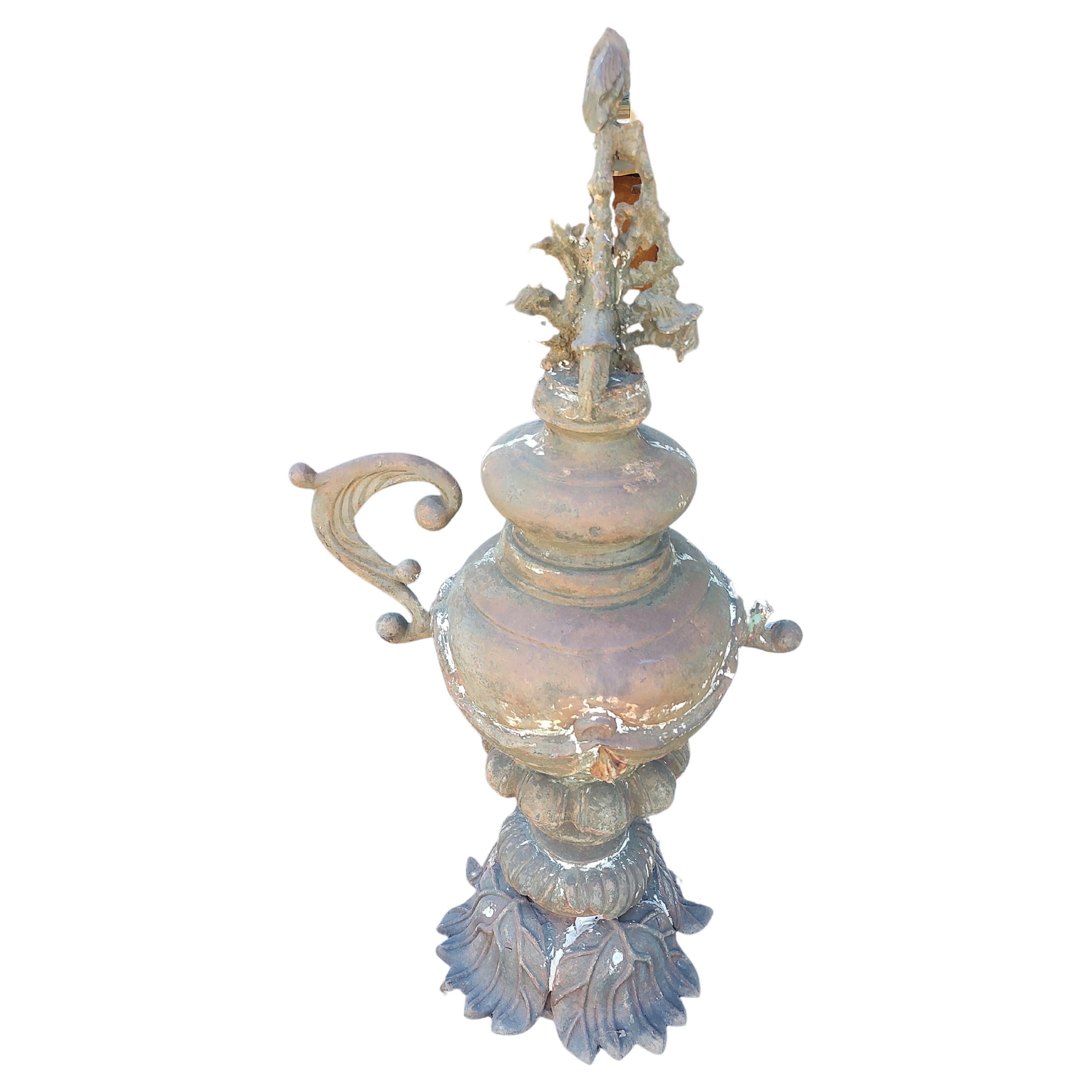 Late 19th Century Large Cast Iron Finial Urn with Handle C1875 For Sale