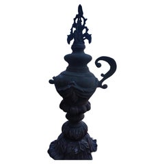 Large Cast Iron Finial Urn with Handle from a NYC BuildingC1875
