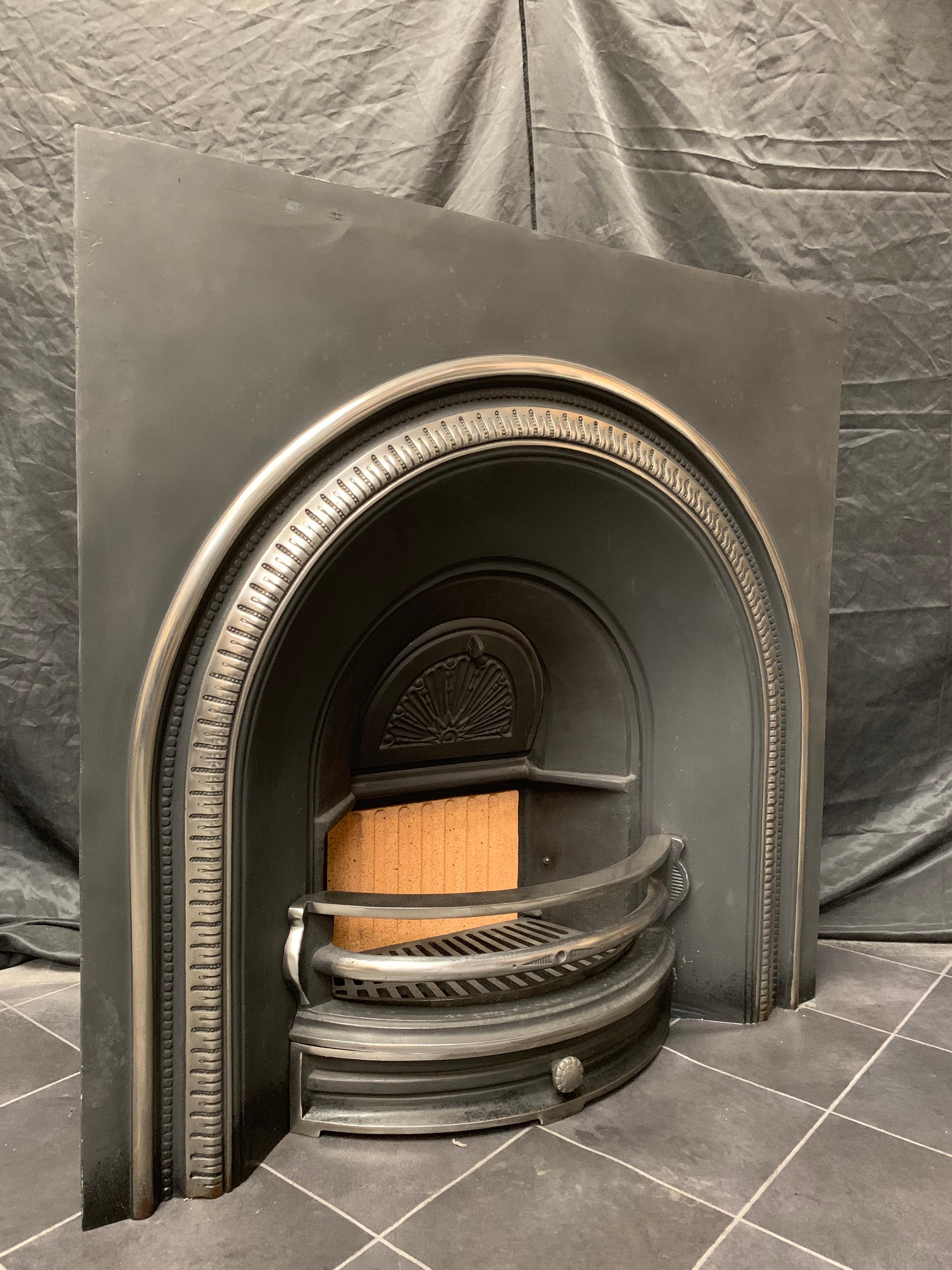 Mid-20th Century Large Cast Iron Fireplace Insert in the Victorian Style