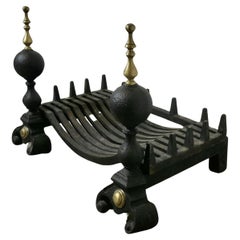 Large Cast Iron Log Grate on Andirons