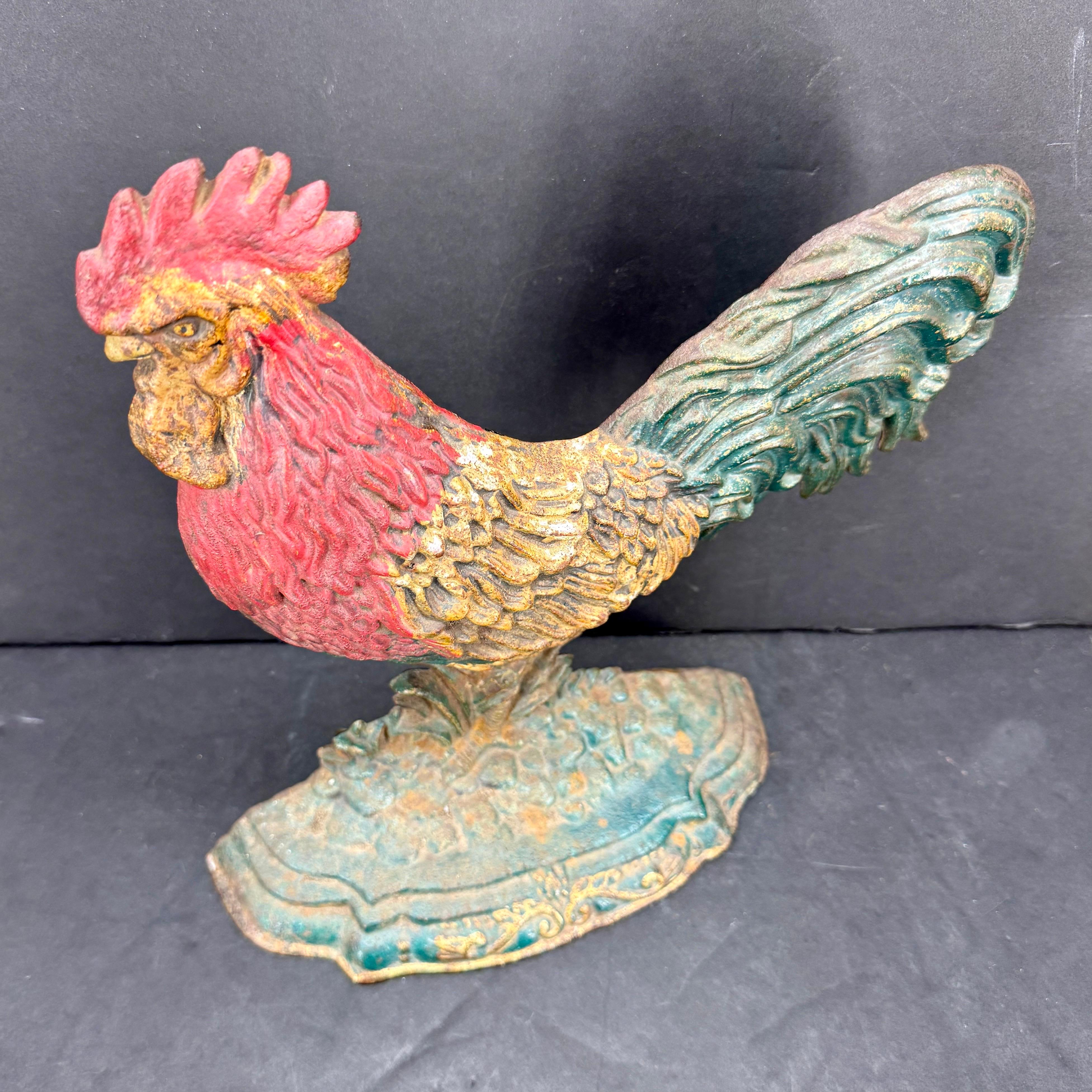 cast iron rooster doorstop