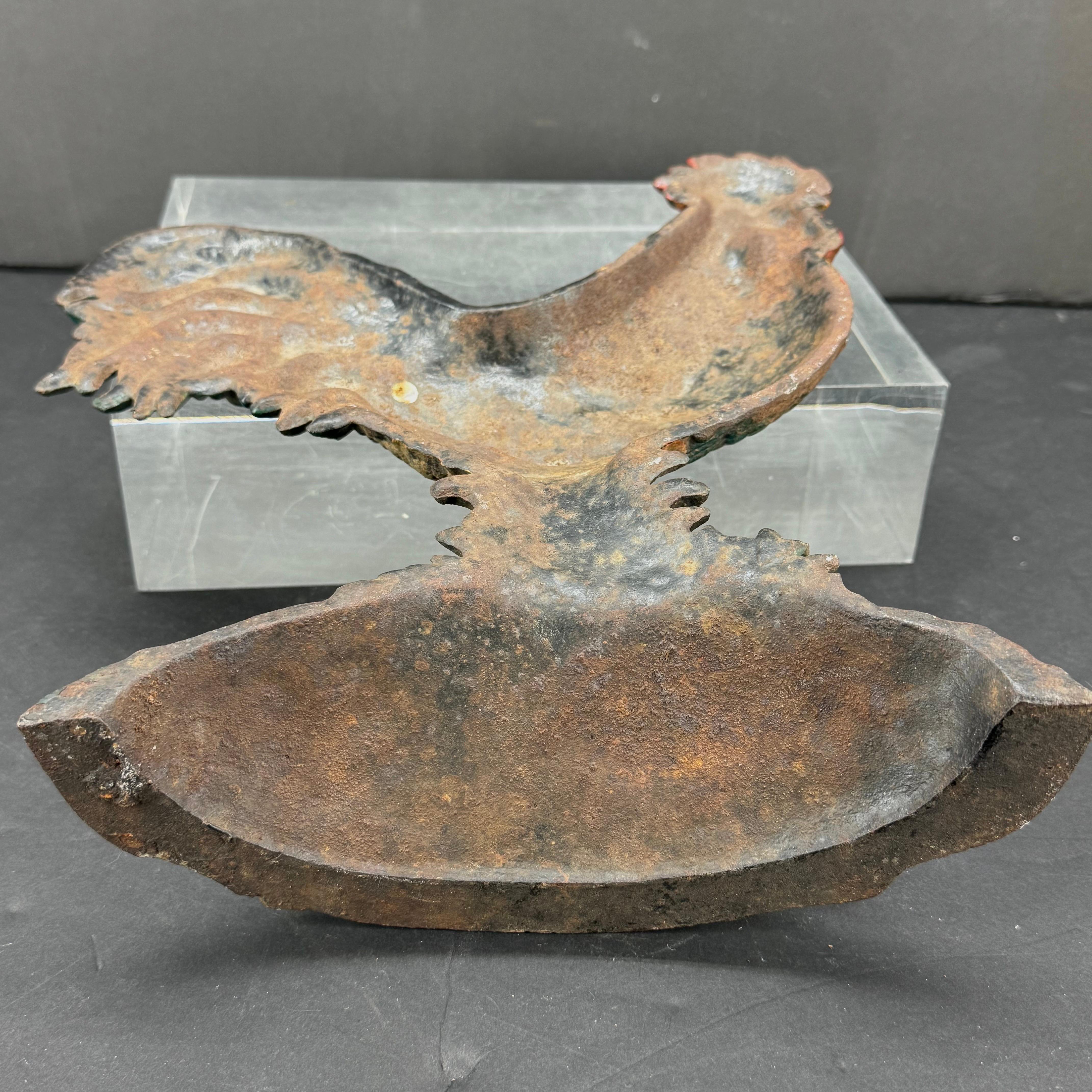 Large Cast Iron Rooster Door Stop Sculpture with Original Paint In Good Condition In Haddonfield, NJ