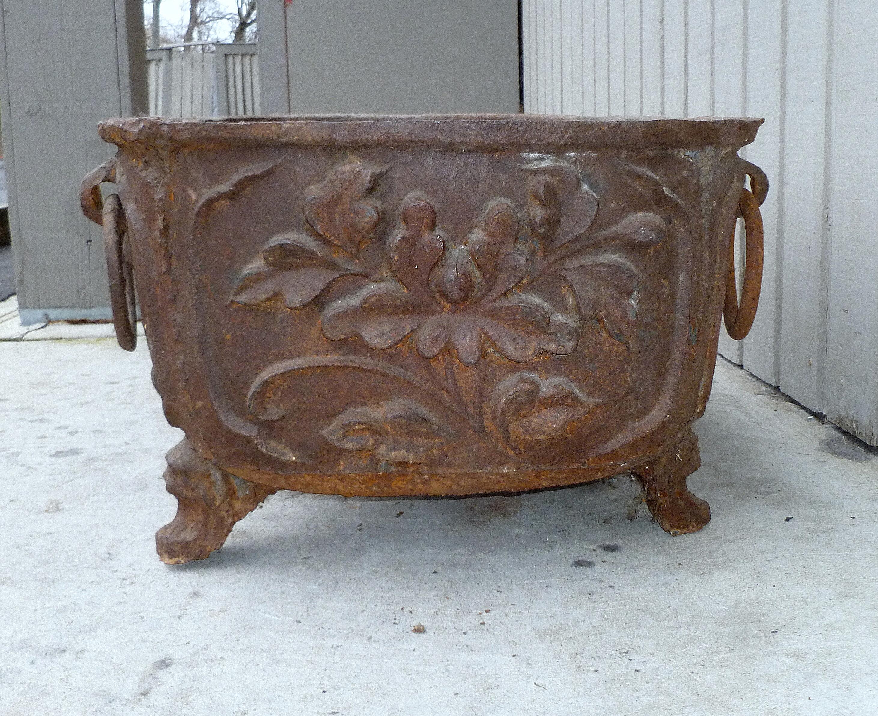 Large Cast Iron Tub with Floral Motif For Sale 4