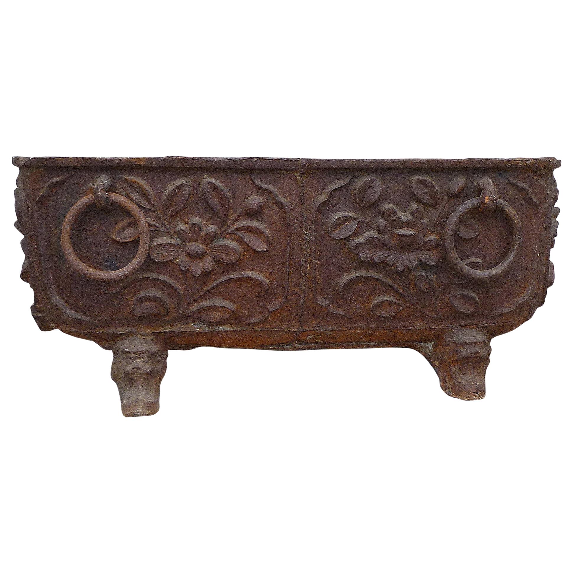 Large Cast Iron Tub with Floral Motif For Sale