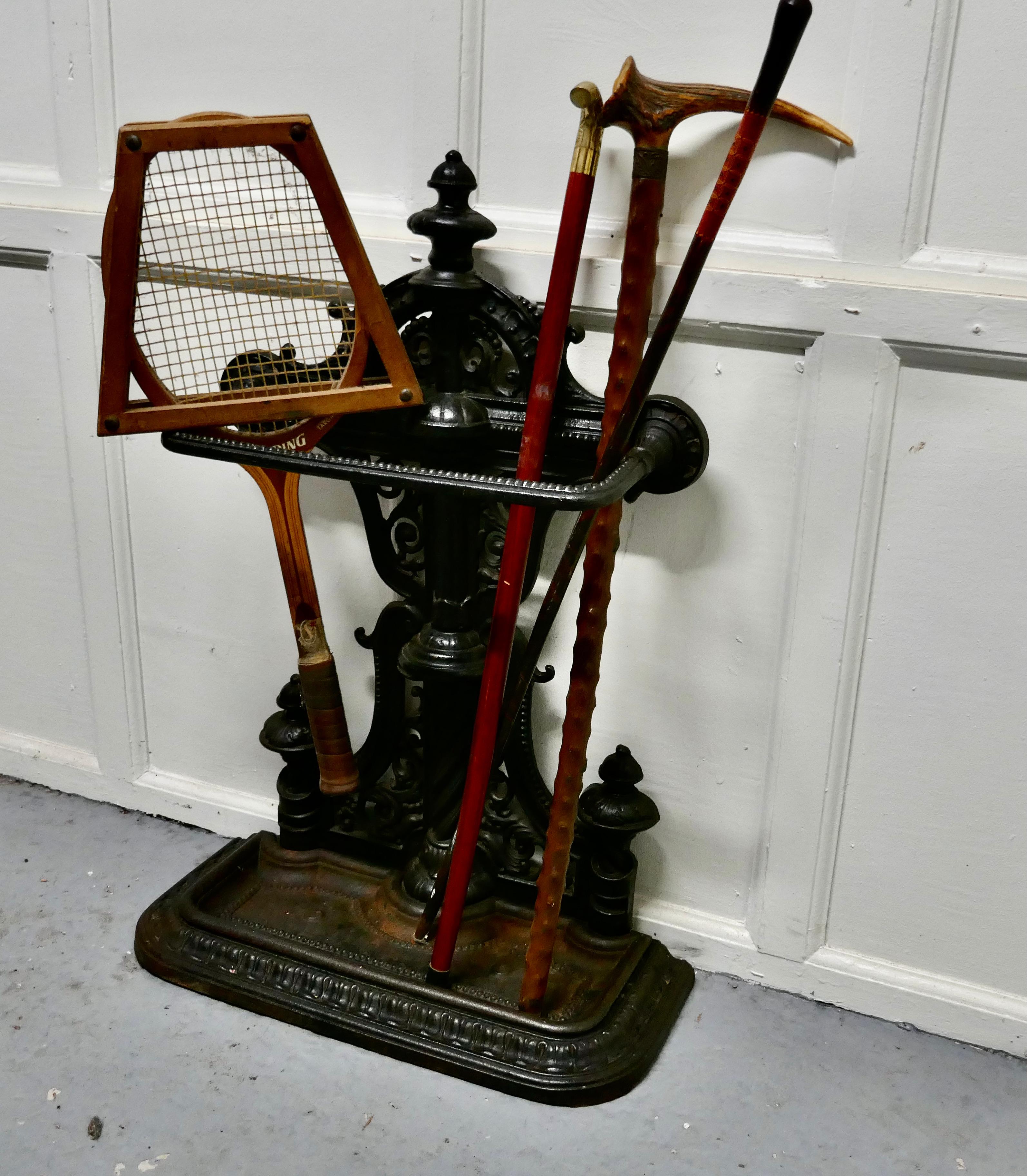 High Victorian Large Cast Iron Umbrella Stick Stand For Sale