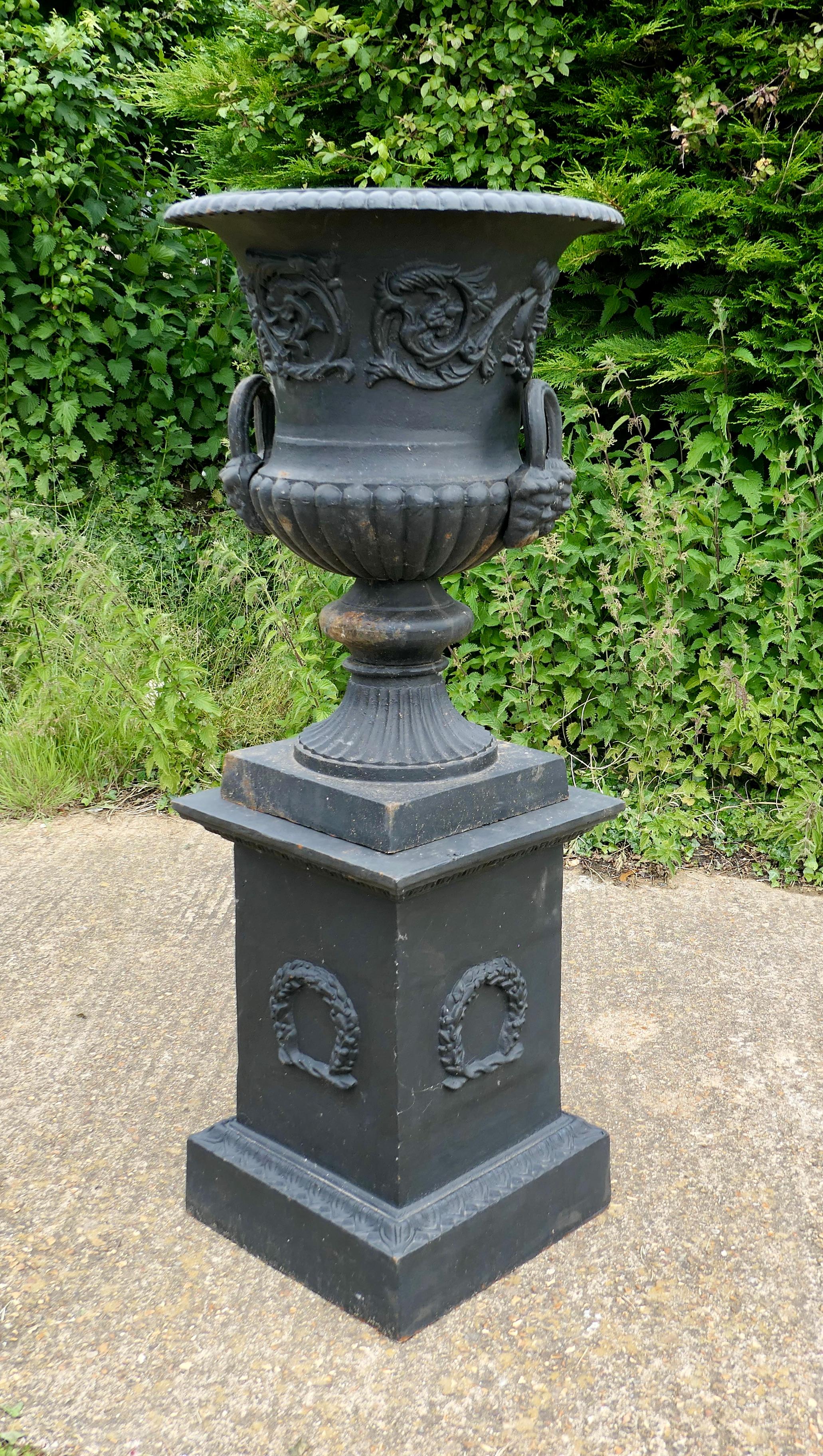 Large Cast Iron Urn, Garden Planter For Sale 1