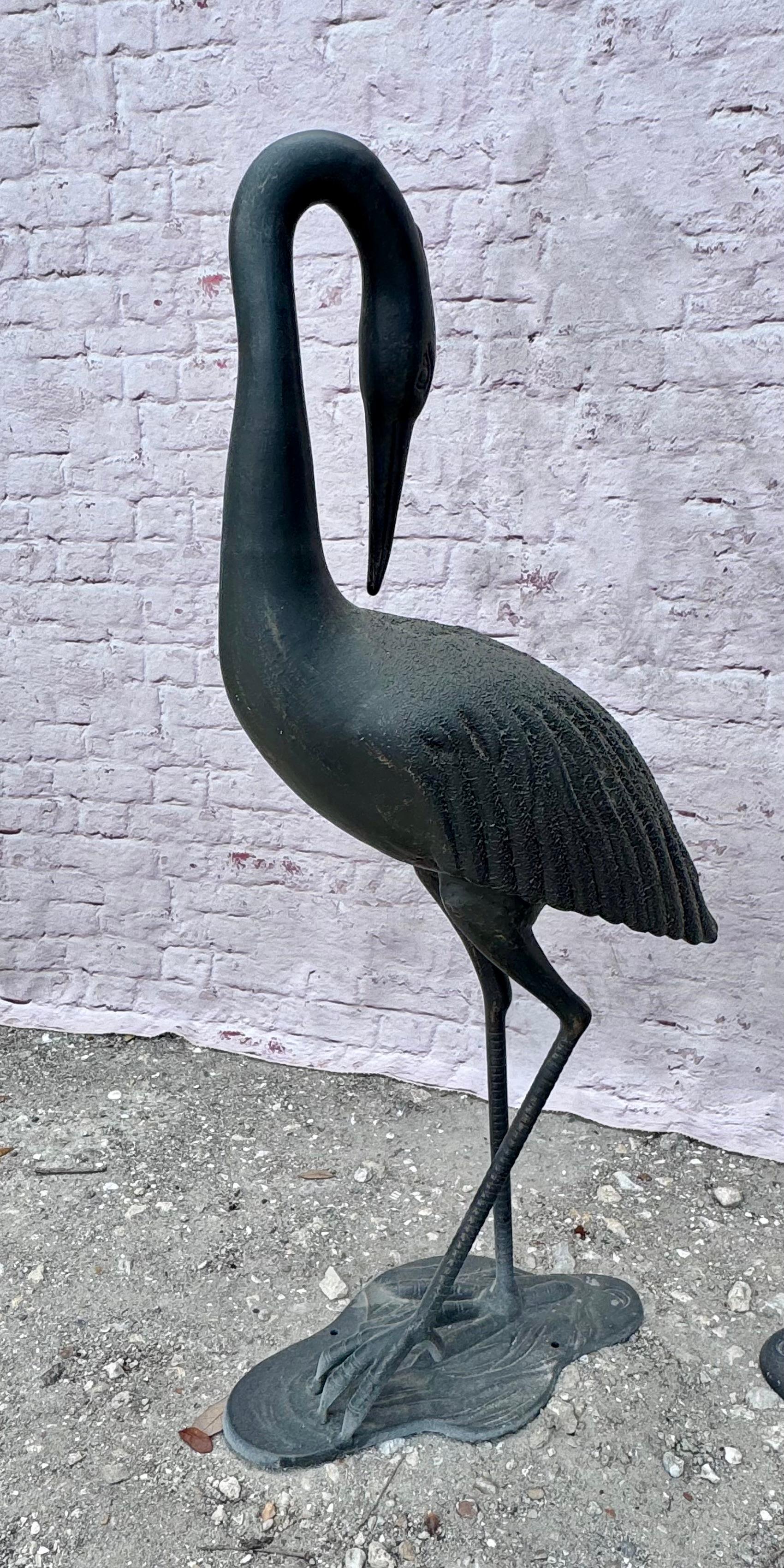 Large Cast Metal Cranes, A Pair For Sale 3