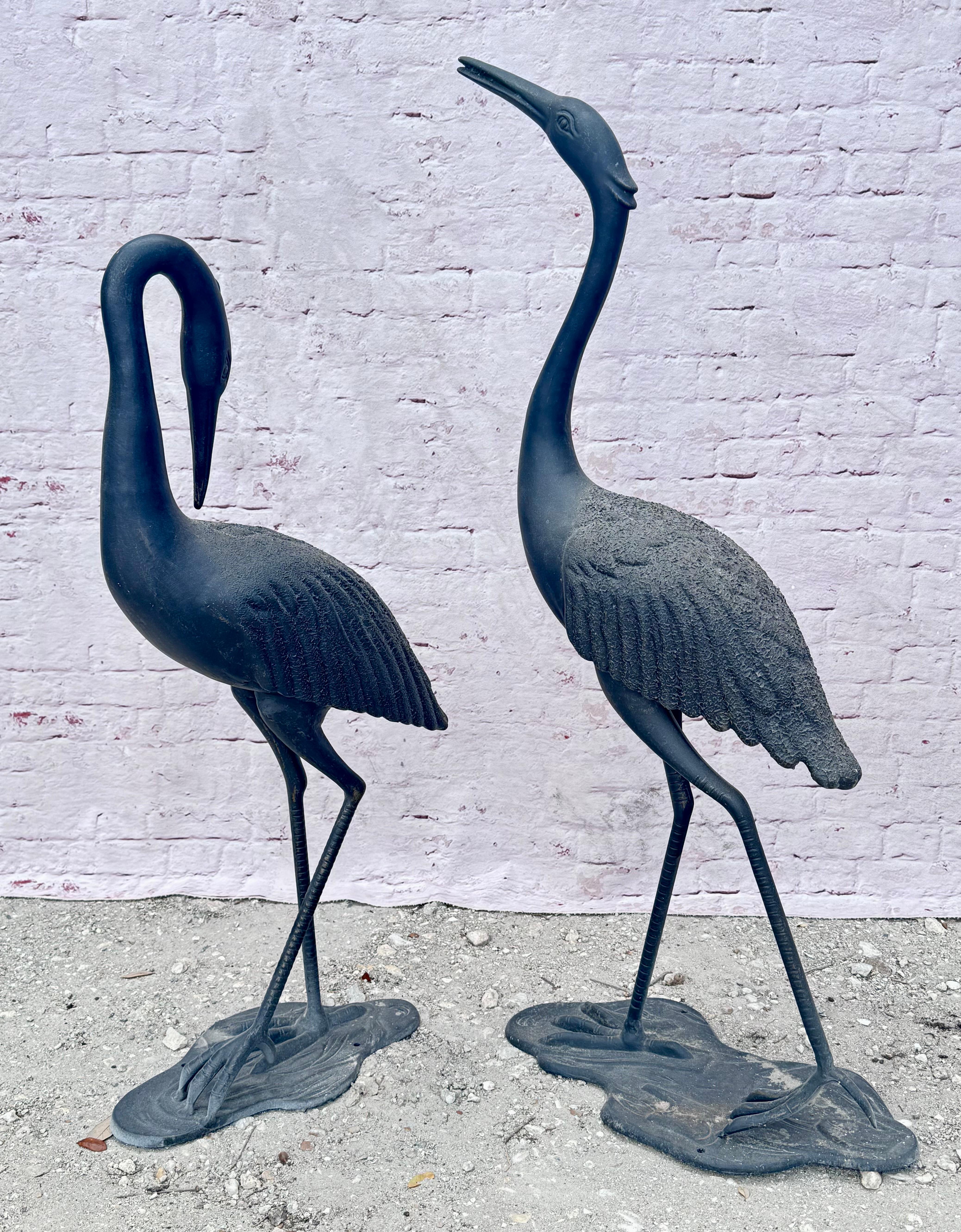 Large Cast Metal Cranes, A Pair For Sale 5