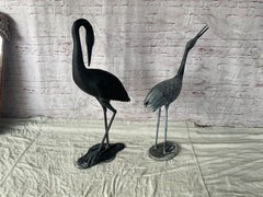 Large Cast Metal Cranes, A Pair