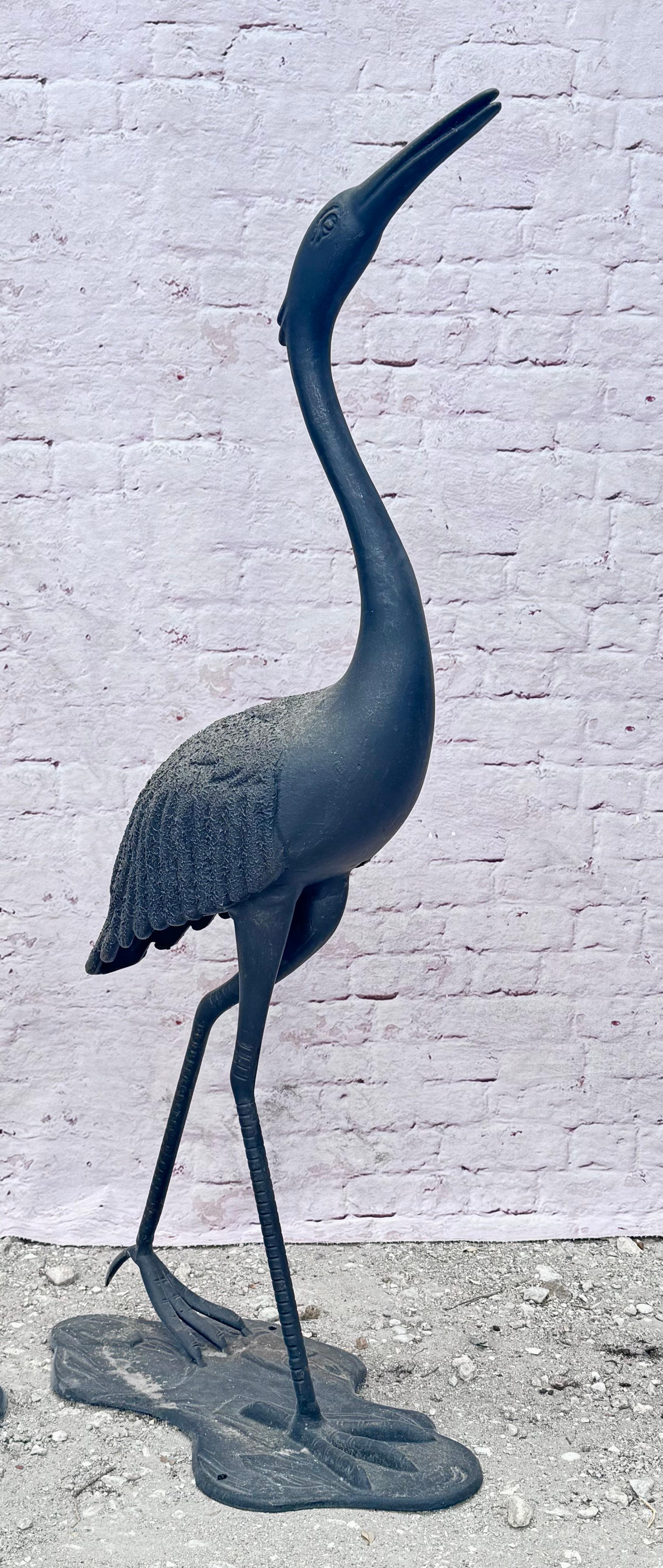 Mid-Century Modern Large Cast Metal Cranes, A Pair For Sale