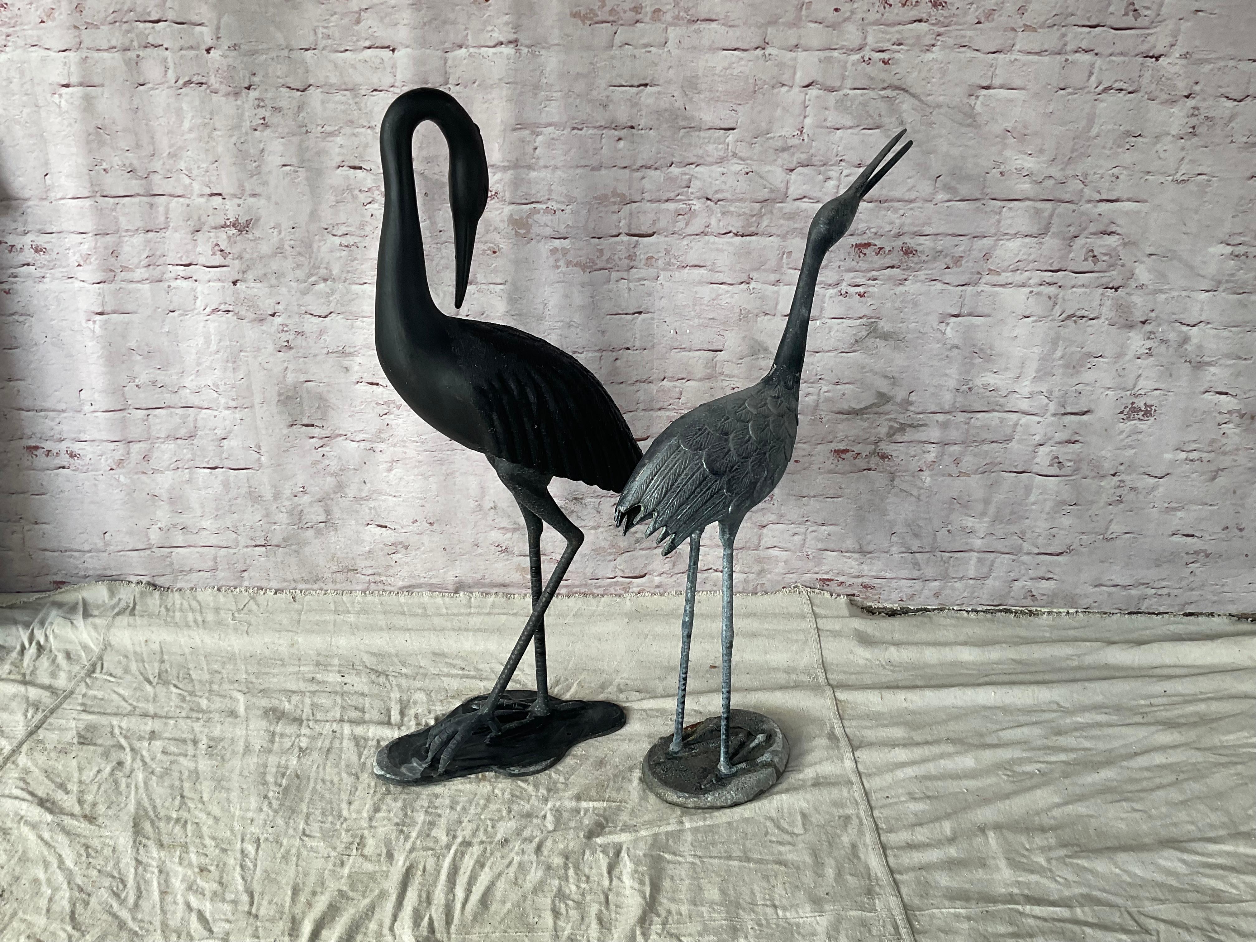 Iron Large Cast Metal Cranes, A Pair For Sale