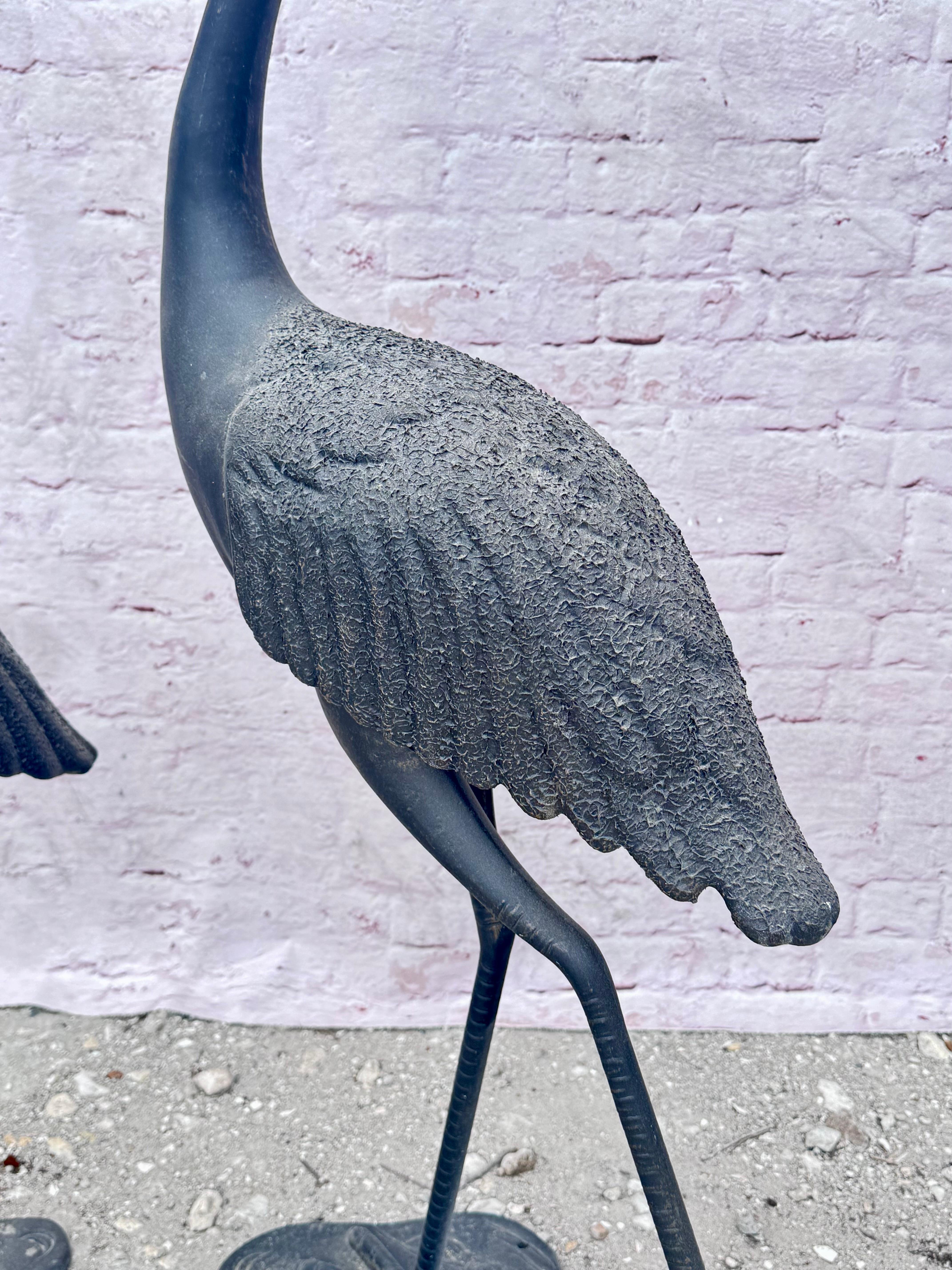Iron Large Cast Metal Cranes, A Pair For Sale