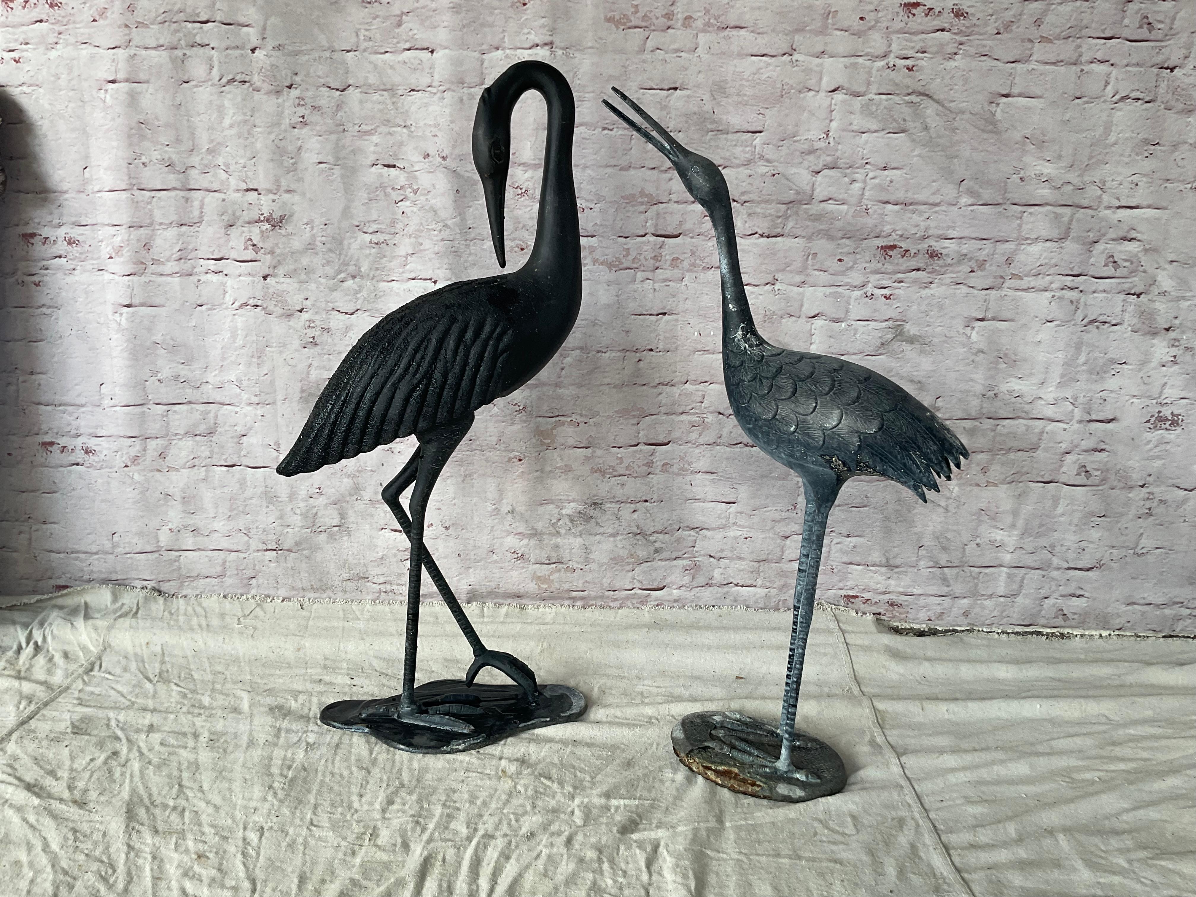 Large Cast Metal Cranes, A Pair For Sale 2