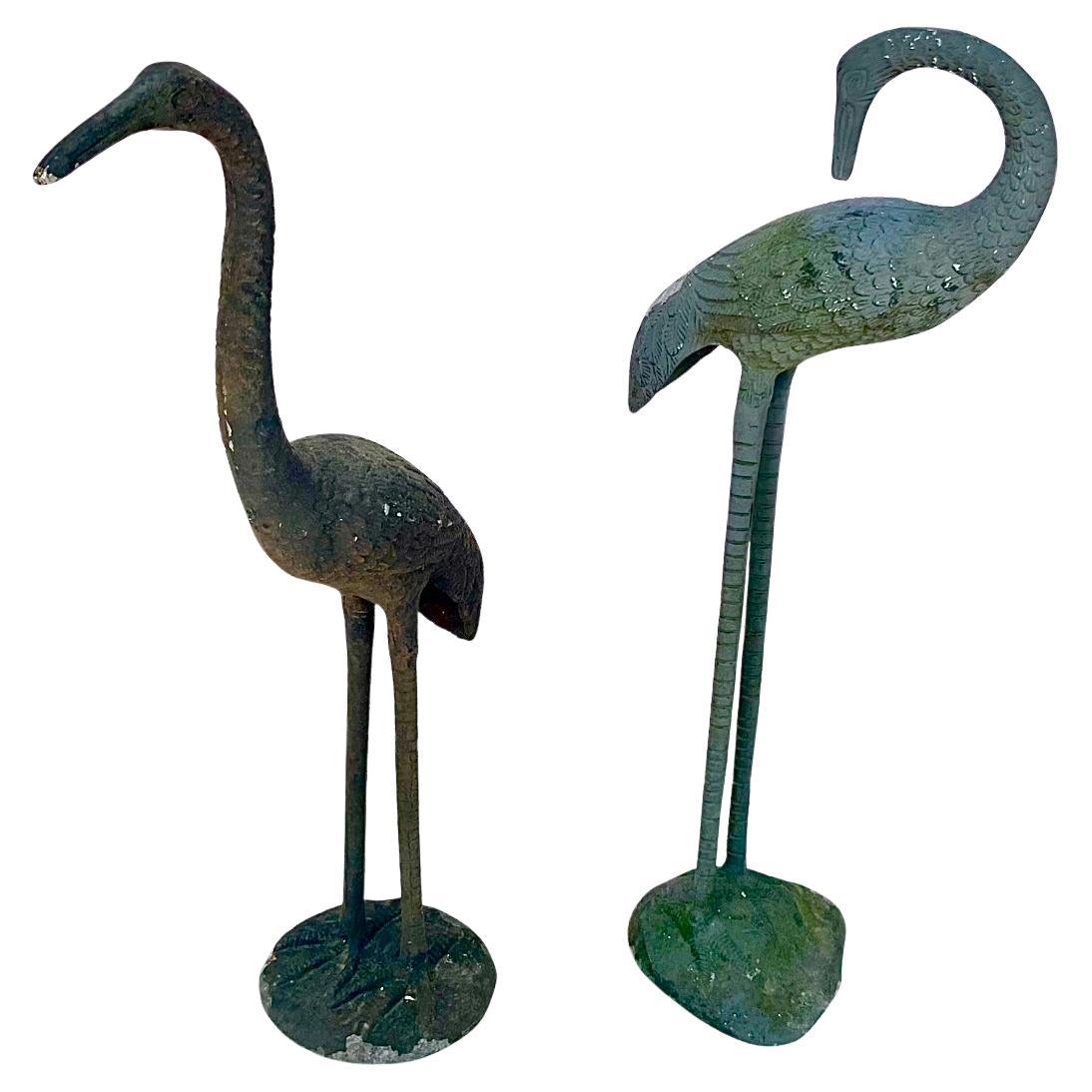 Large Cast Metal Cranes, A Pair For Sale