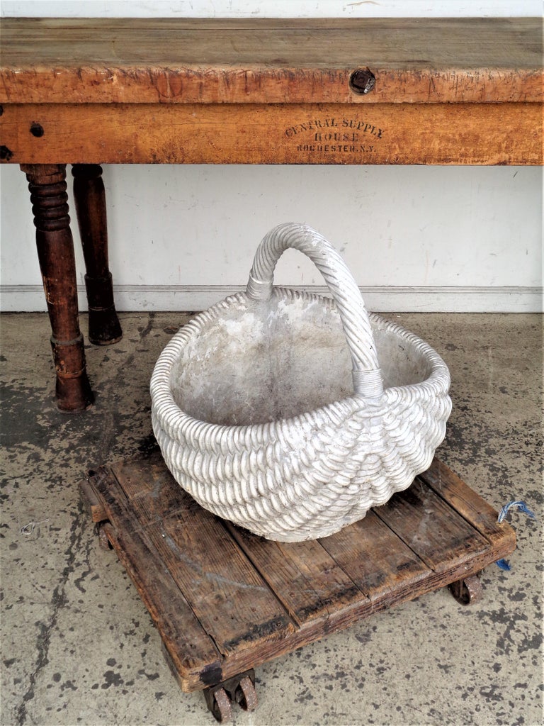 Cast Stone Basket Garden Planter For Sale at 1stDibs stone basket planter