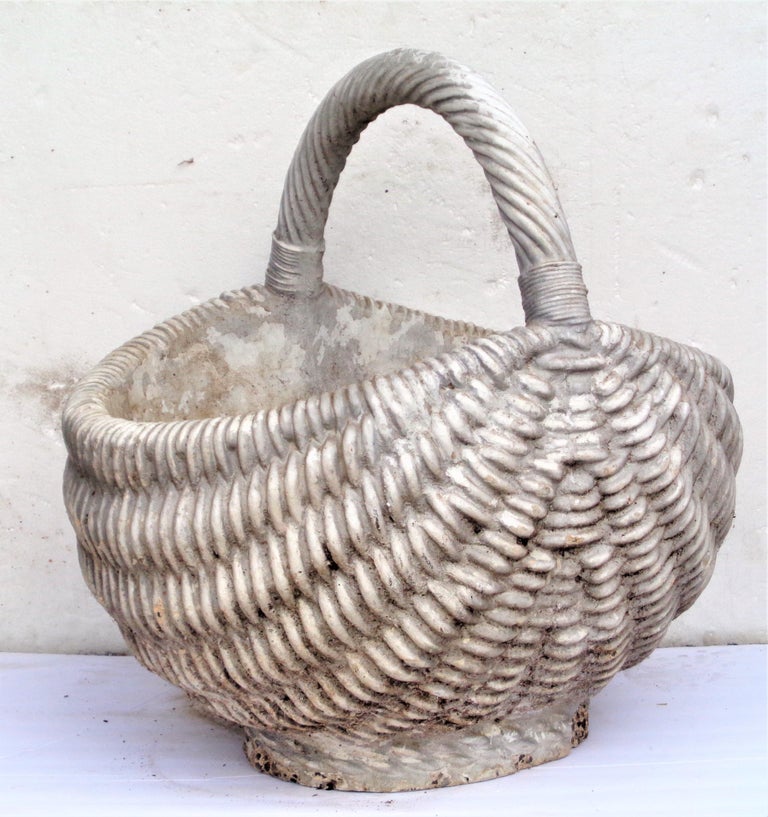 Cast Stone Basket Garden Planter For Sale at 1stDibs stone basket planter