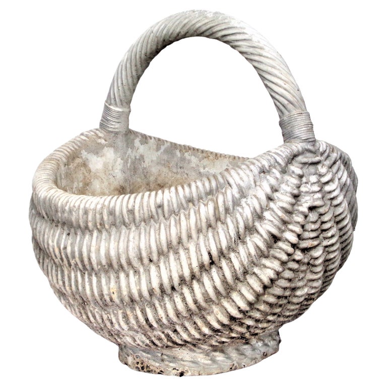 Cast Stone Basket Garden Planter For Sale at 1stDibs stone basket planter