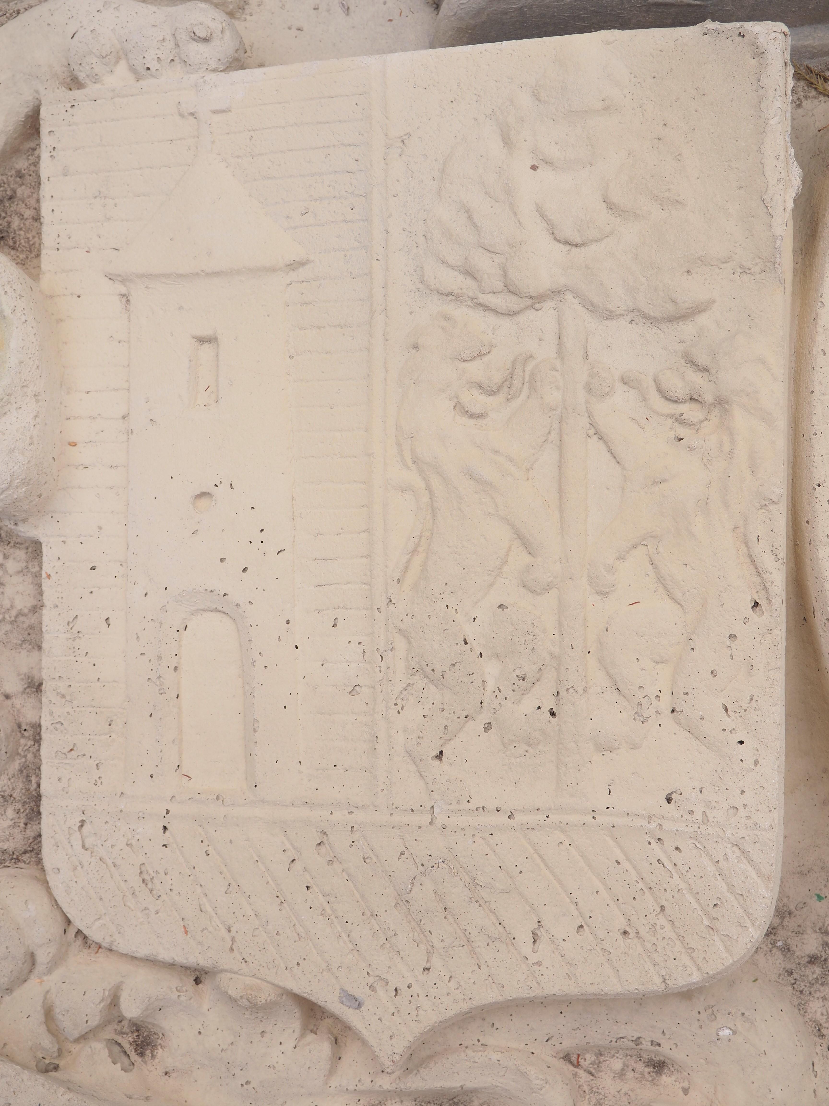 Large Cast Stone Coat of Arms Chateau Plaque from Belgium 7