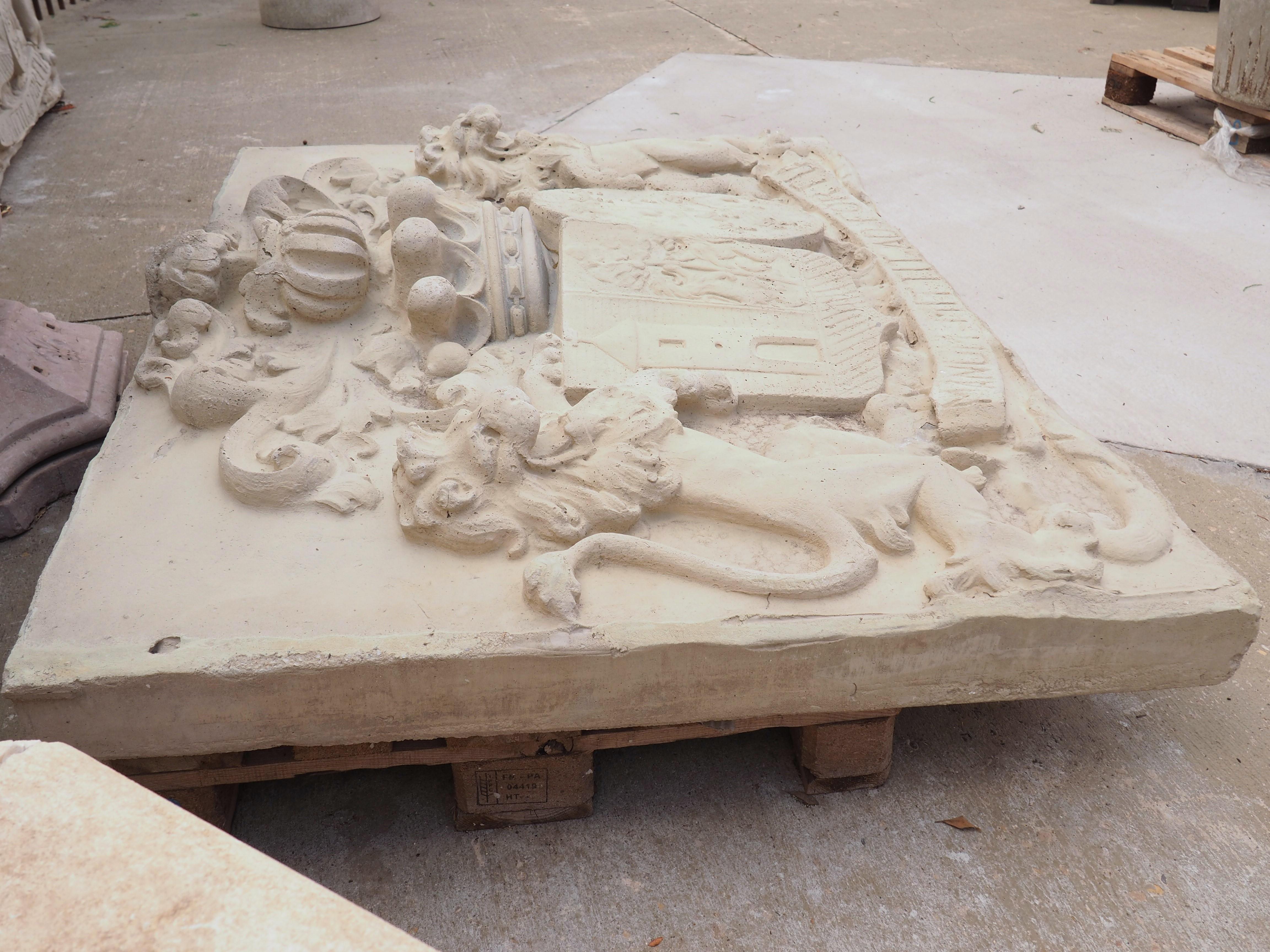 Large Cast Stone Coat of Arms Chateau Plaque from Belgium 9