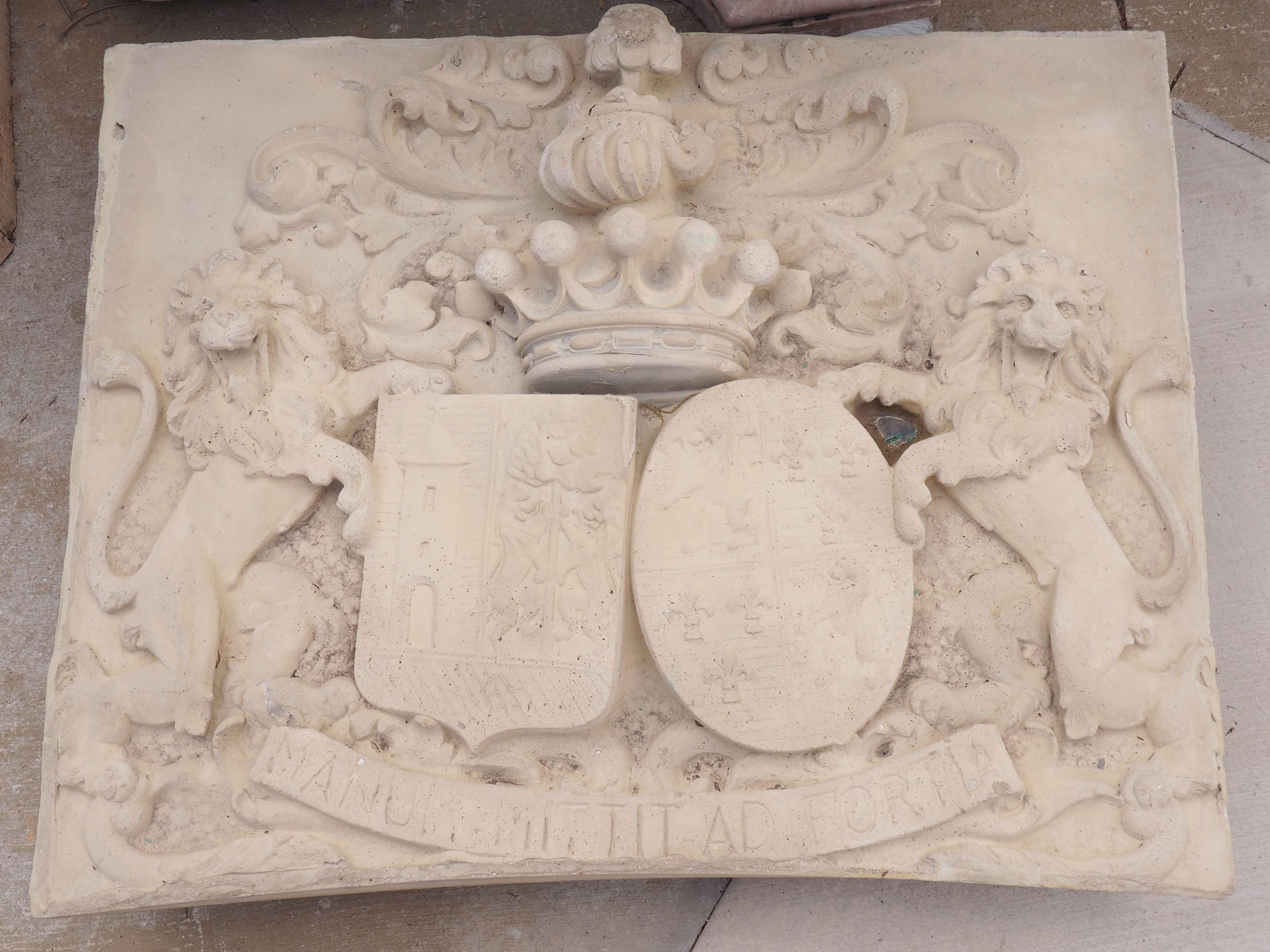 Large Cast Stone Coat of Arms Chateau Plaque from Belgium 10