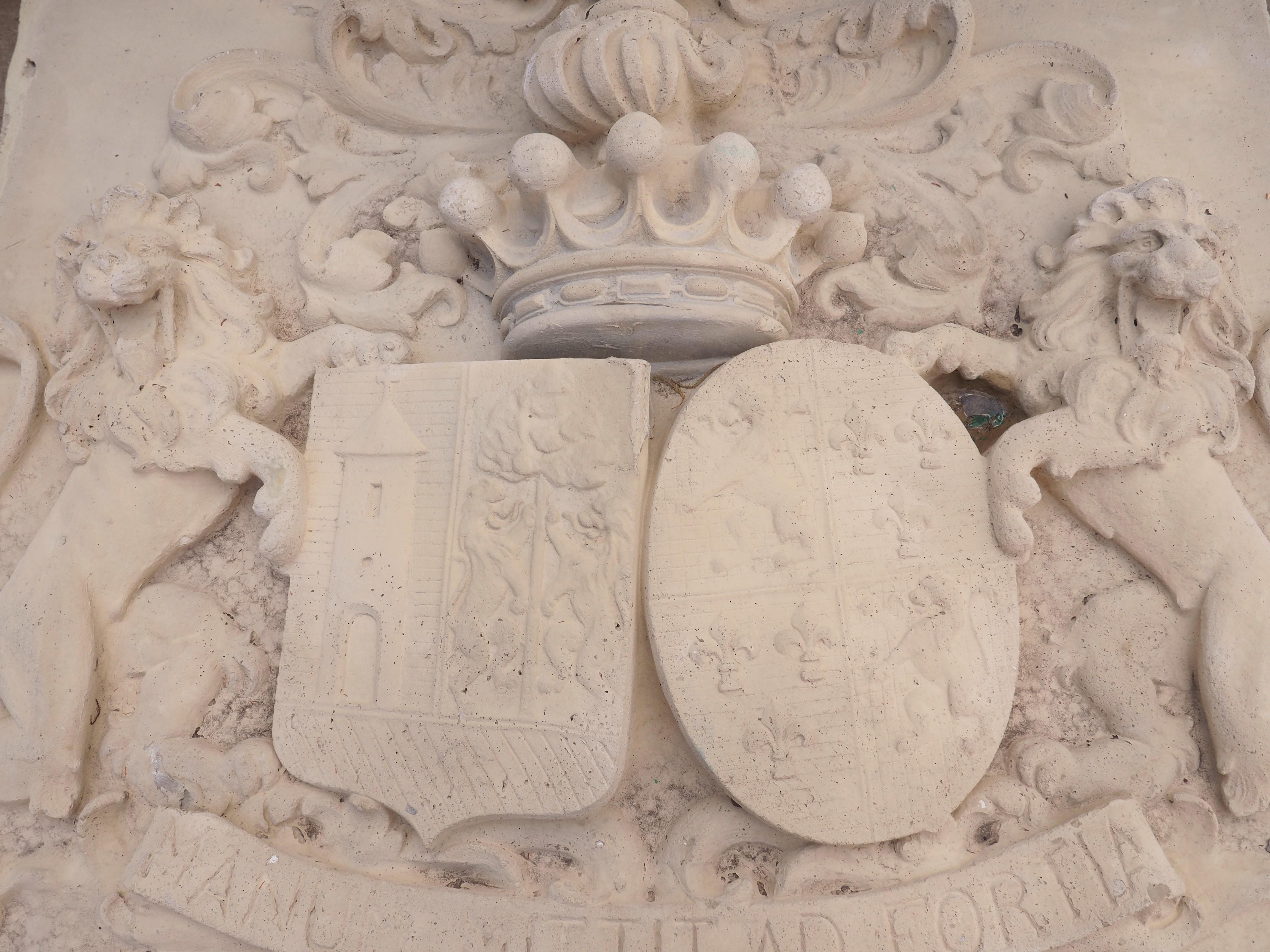 Belgian Large Cast Stone Coat of Arms Chateau Plaque from Belgium