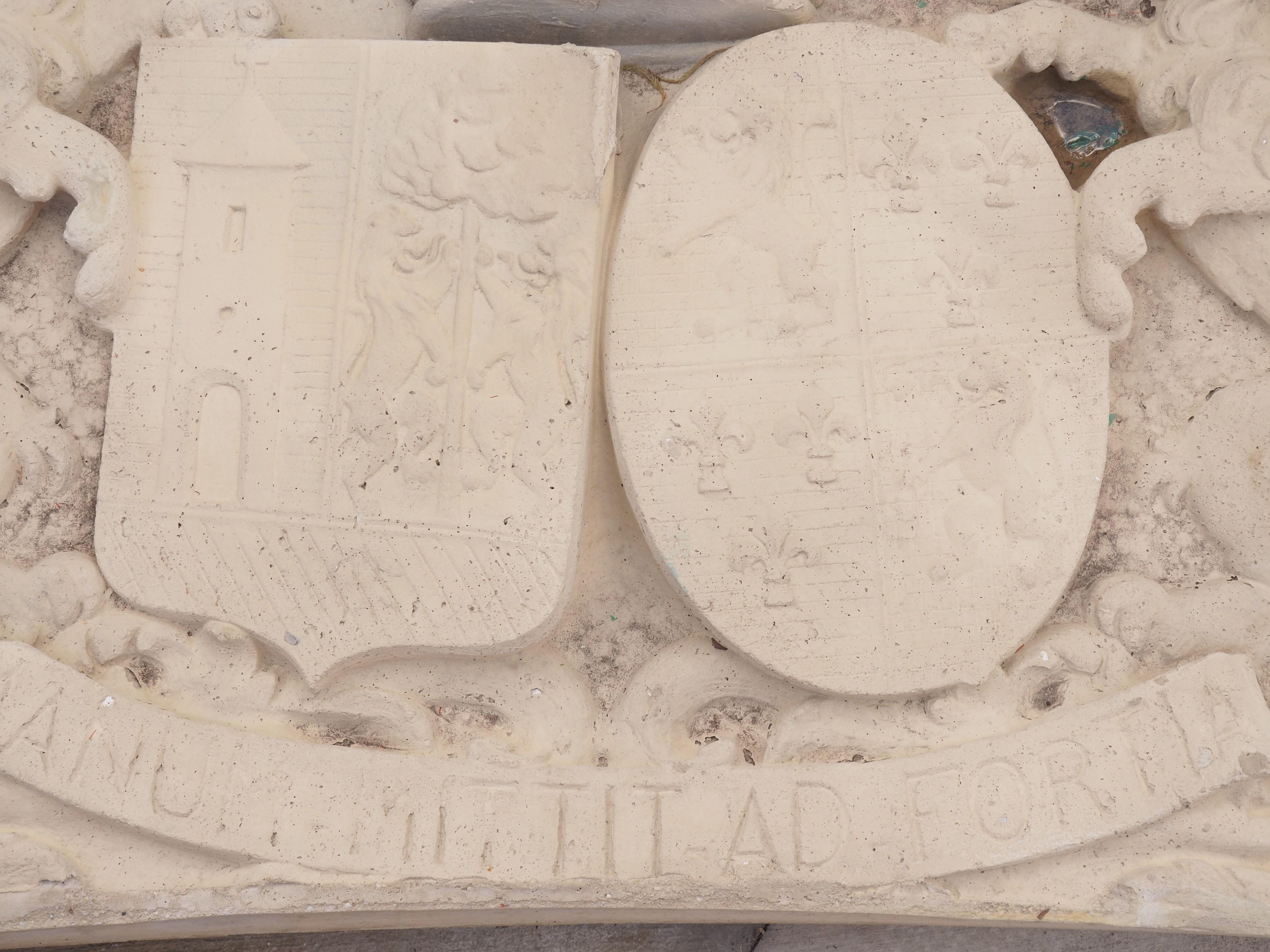Contemporary Large Cast Stone Coat of Arms Chateau Plaque from Belgium