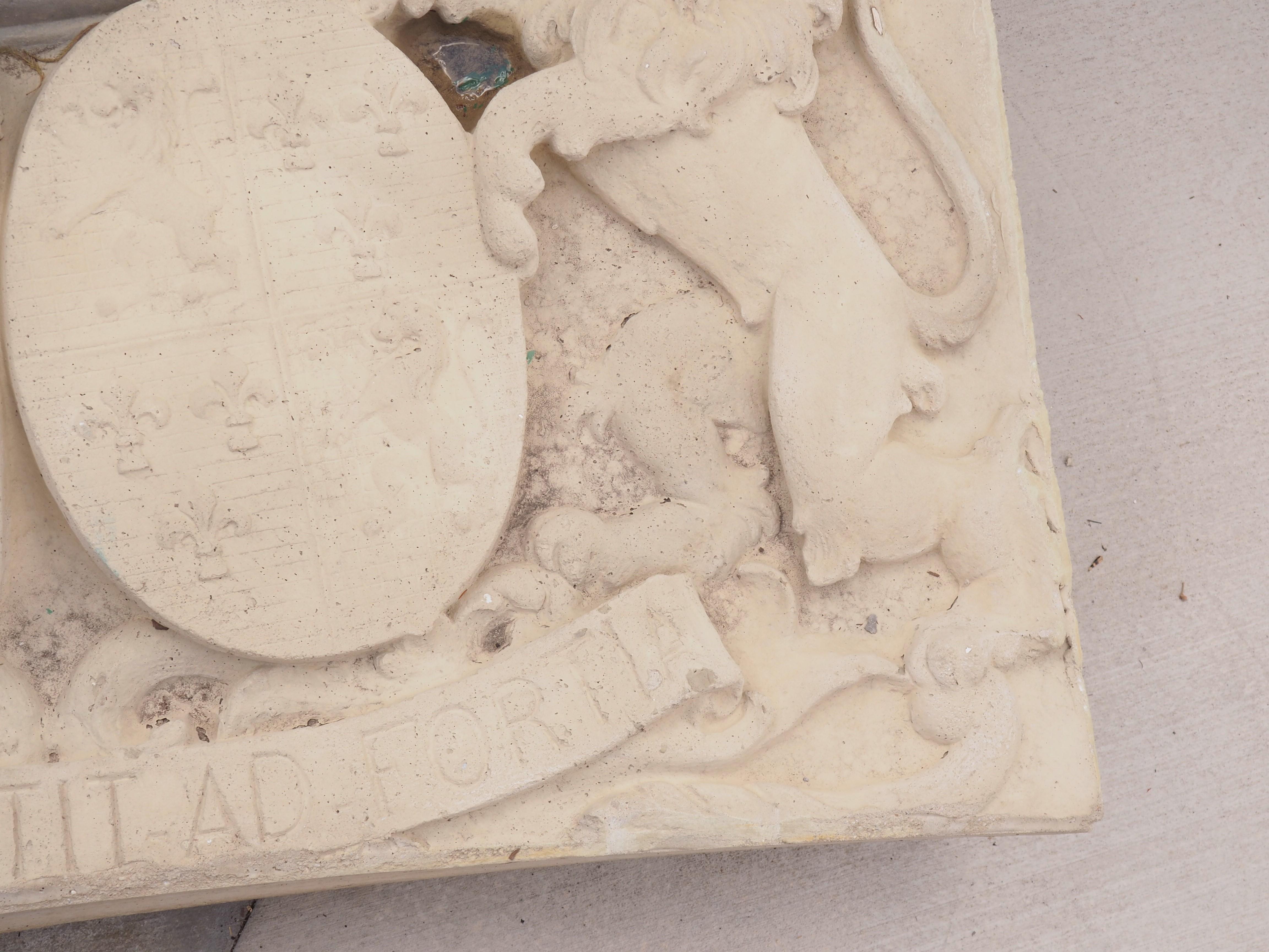Large Cast Stone Coat of Arms Chateau Plaque from Belgium 1