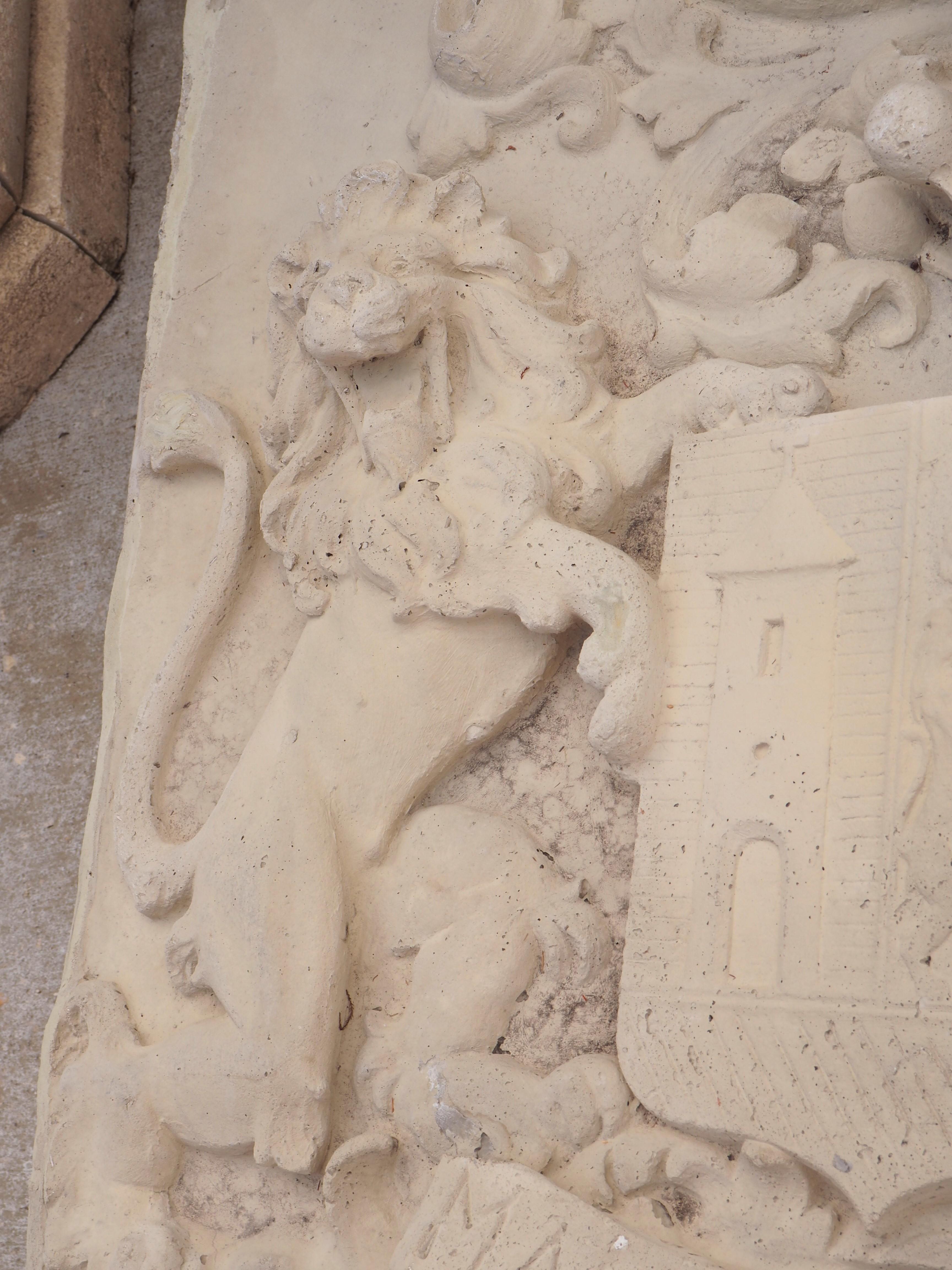 Large Cast Stone Coat of Arms Chateau Plaque from Belgium 3
