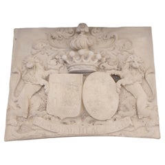 Large Cast Stone Coat of Arms Chateau Plaque from Belgium