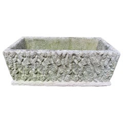 Large Cast Stone Faux Bois Planter