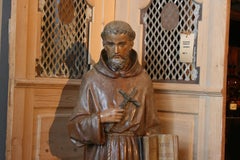 Large Cast Stone Figure of St. Francis of Assisi, Late 19th Century