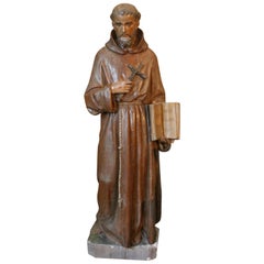 Large Cast Stone Figure of St. Francis of Assisi, Late 19th Century