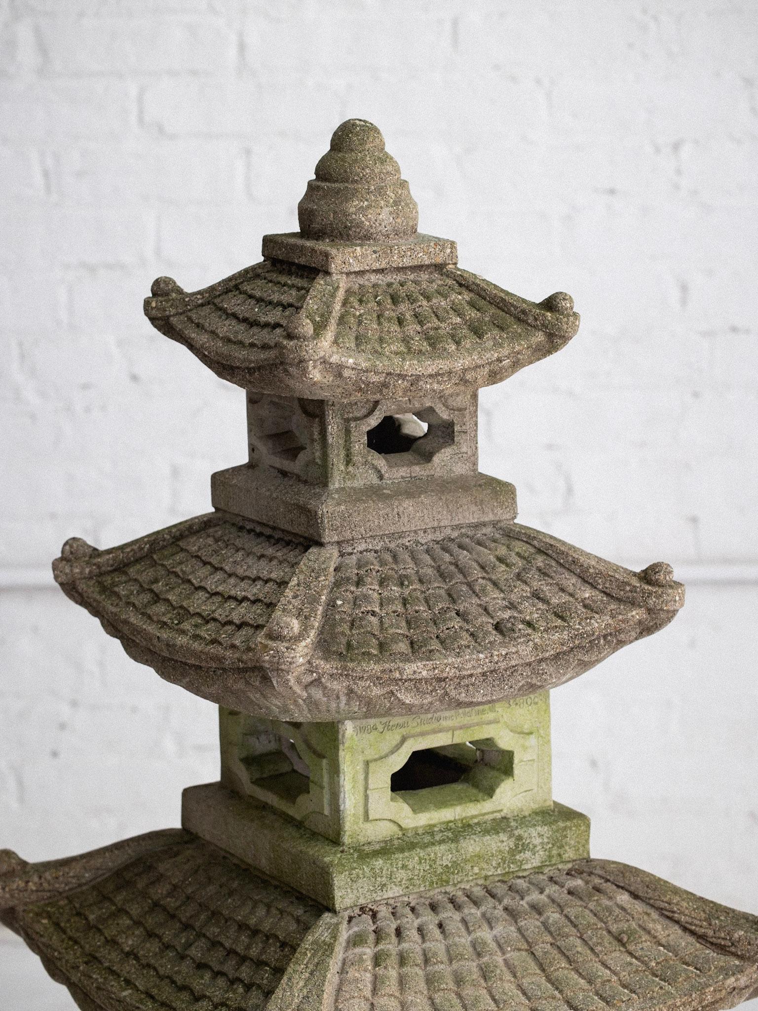 Mid-Century Modern Large Cast Stone Garden Pagoda