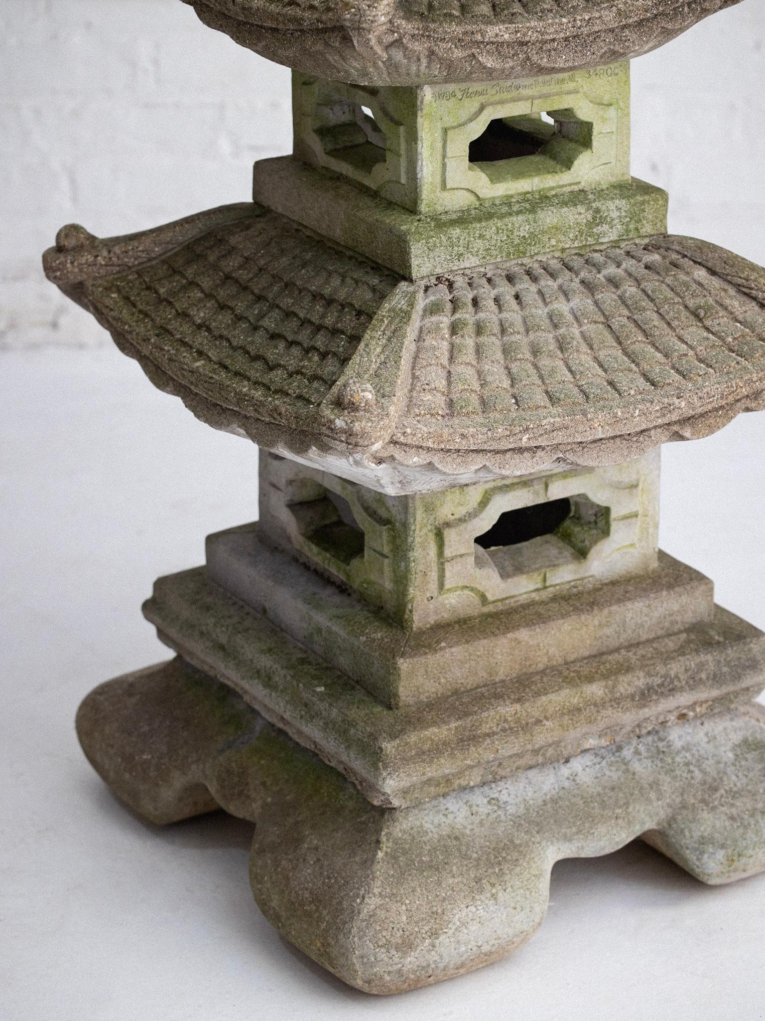 Mid-20th Century Large Cast Stone Garden Pagoda