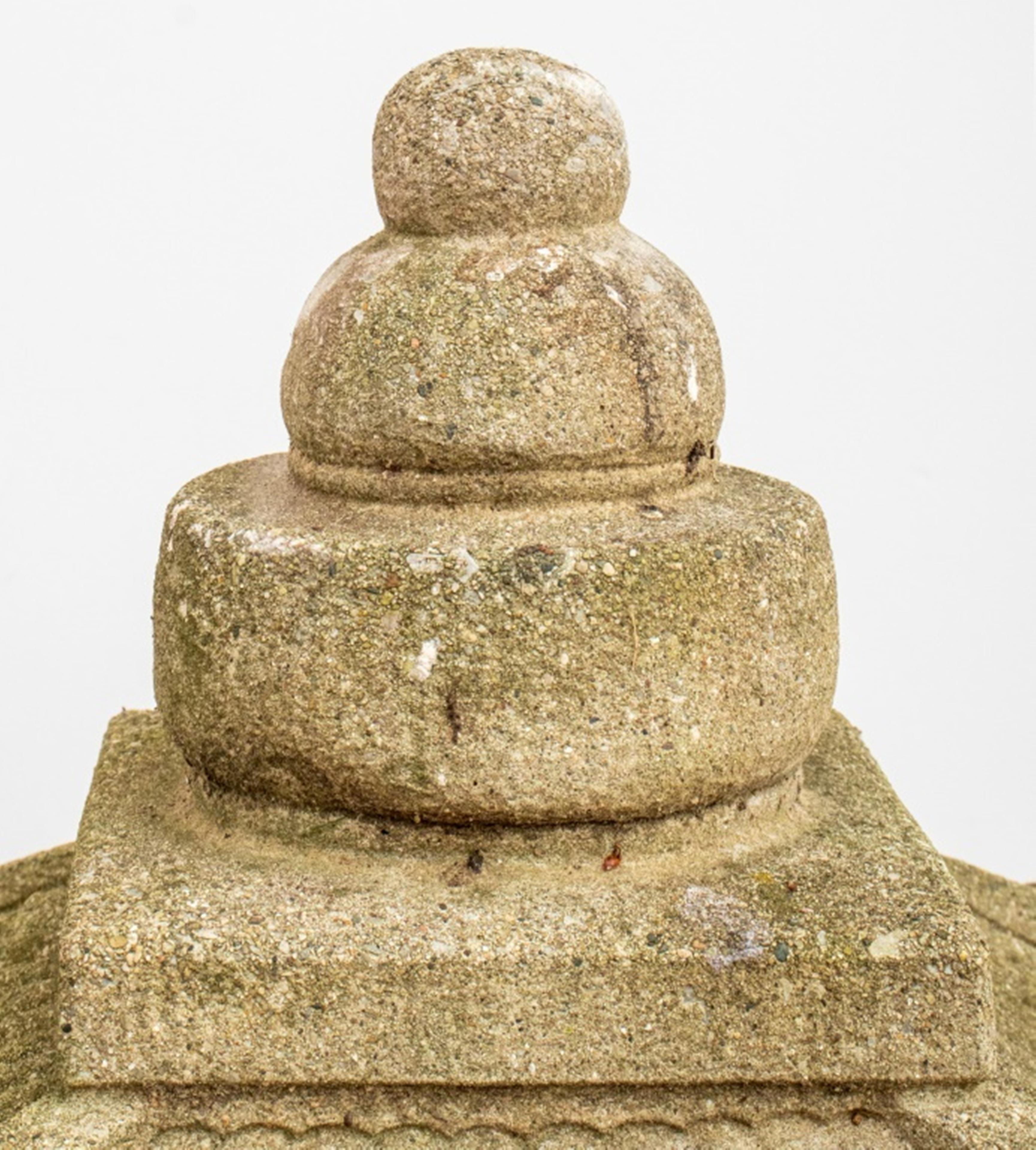 Tall square cement pagoda landscape ornaments, 5 pieces; 
Dimensions: 56