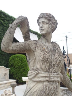 Large Cast Stone Statue of Diana the Huntress with Stag
