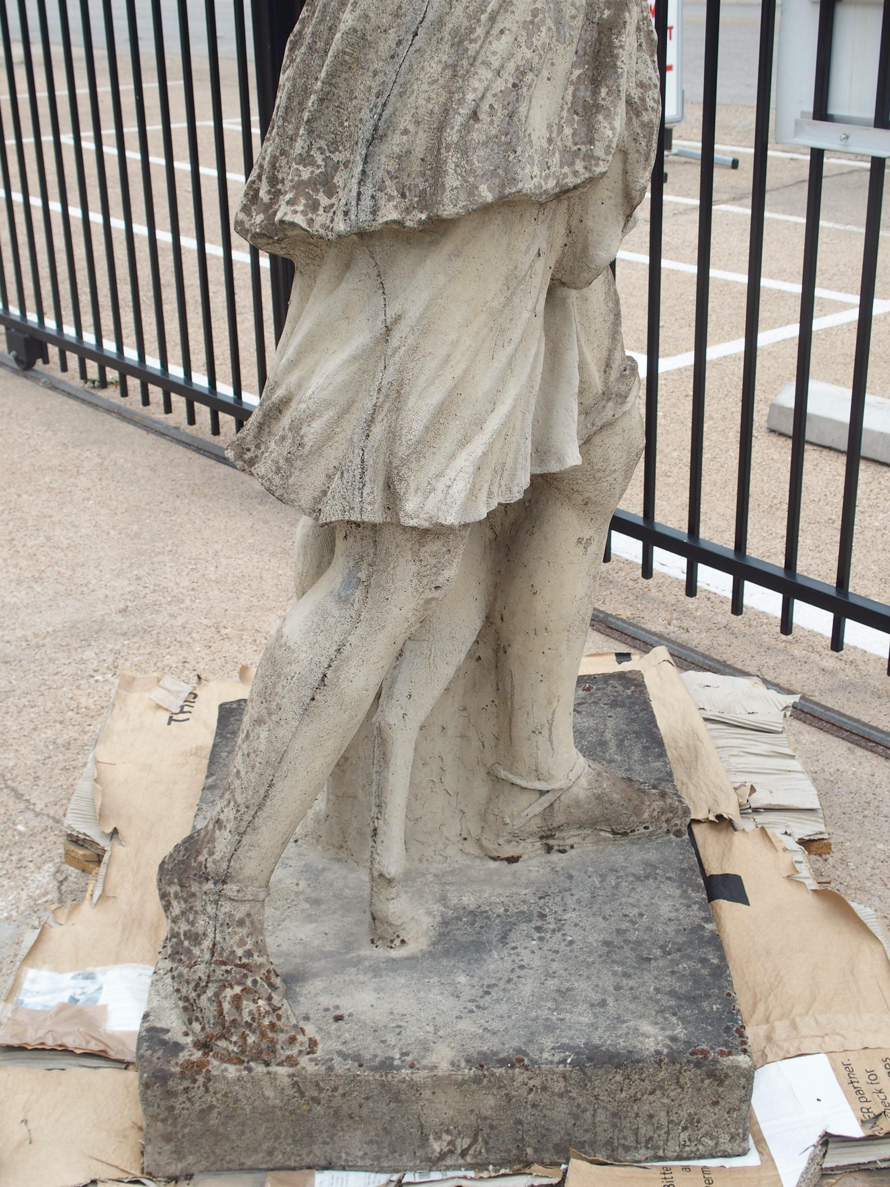 Large Cast Stone Statue of Diana the Huntress with Stag In Good Condition In Dallas, TX